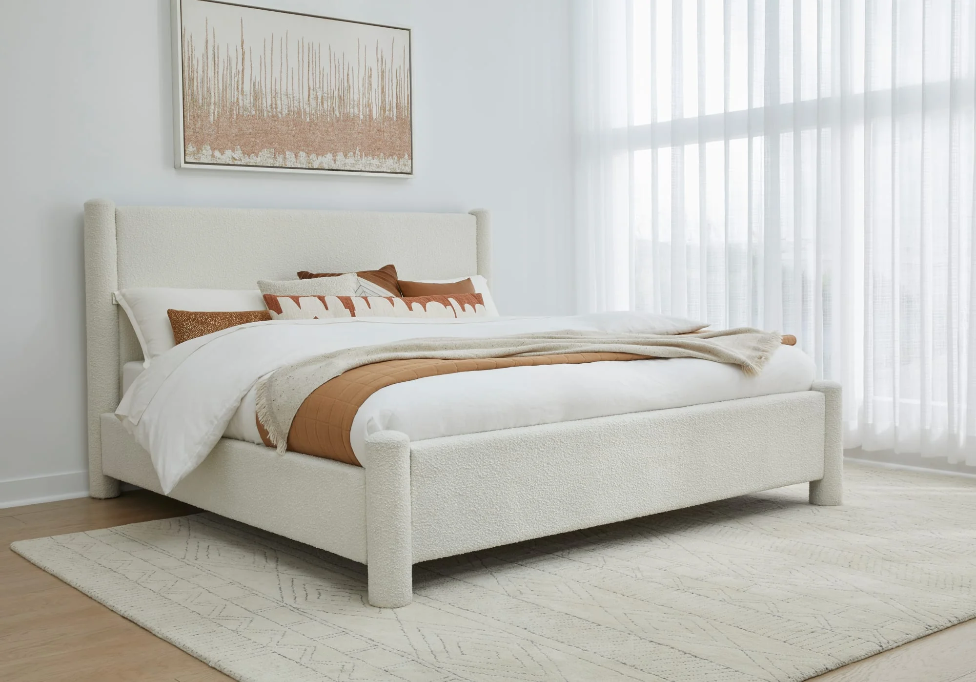 Virgil Burke Cottage Cheese Full Upholstered Platform Bed - Image 3