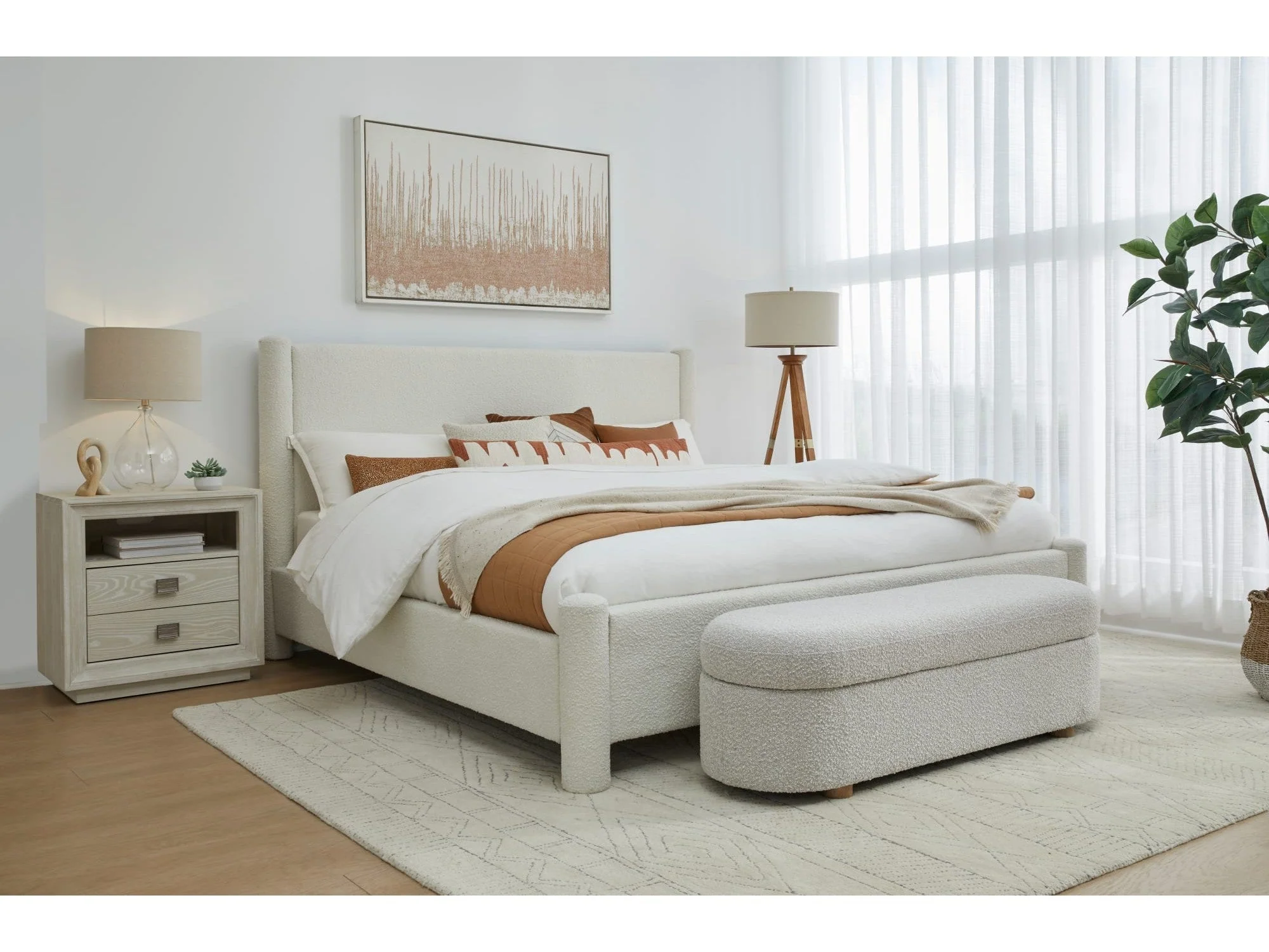 Virgil Burke Cottage Cheese Queen Upholstered Platform Bed