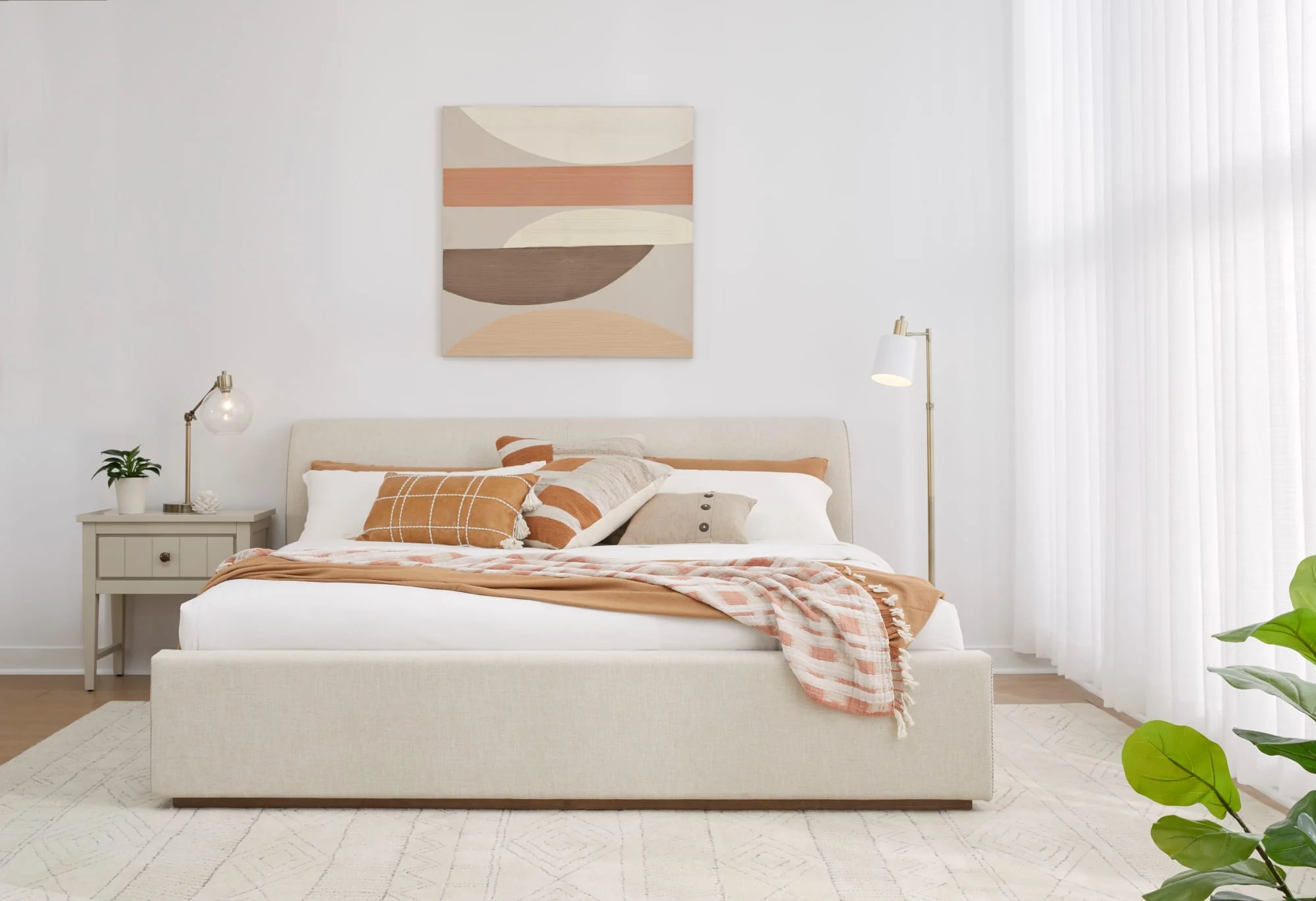 Virgil Louis Natural Queen Upholstered Platform Bed - Image 2