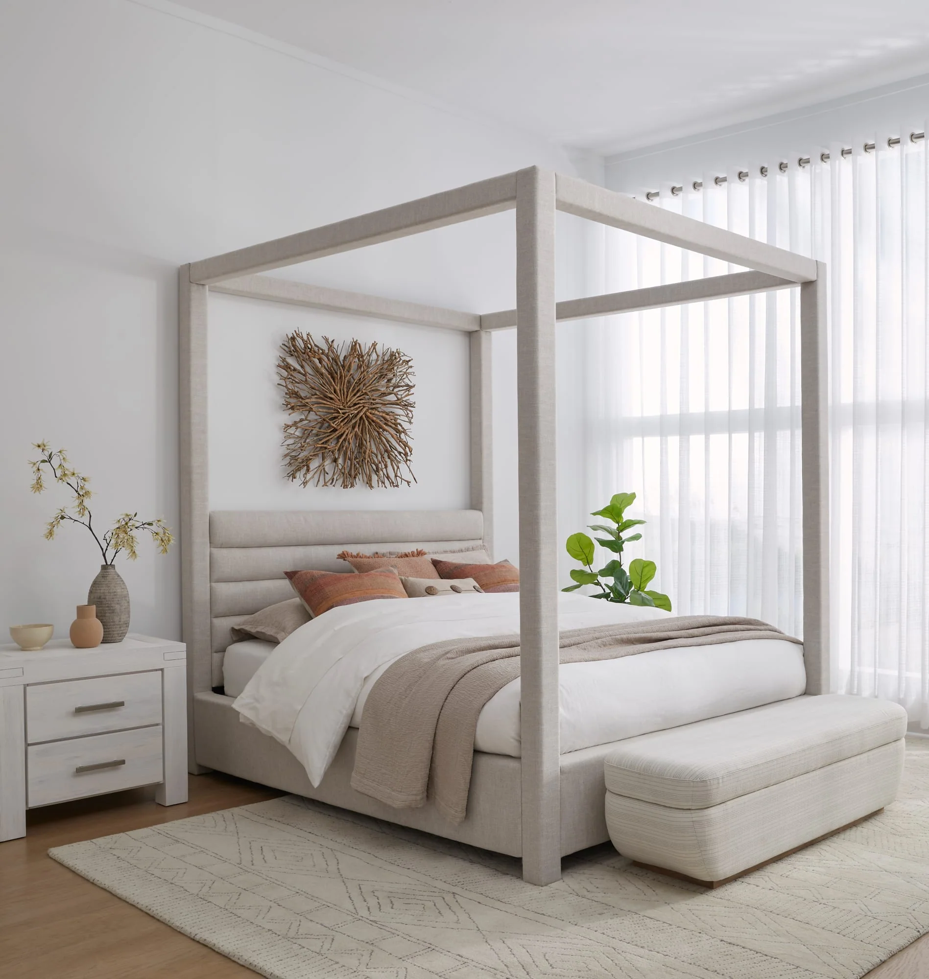 Virgil Rockford Turtle Dove California King Upholstered Canopy Bed - Image 2