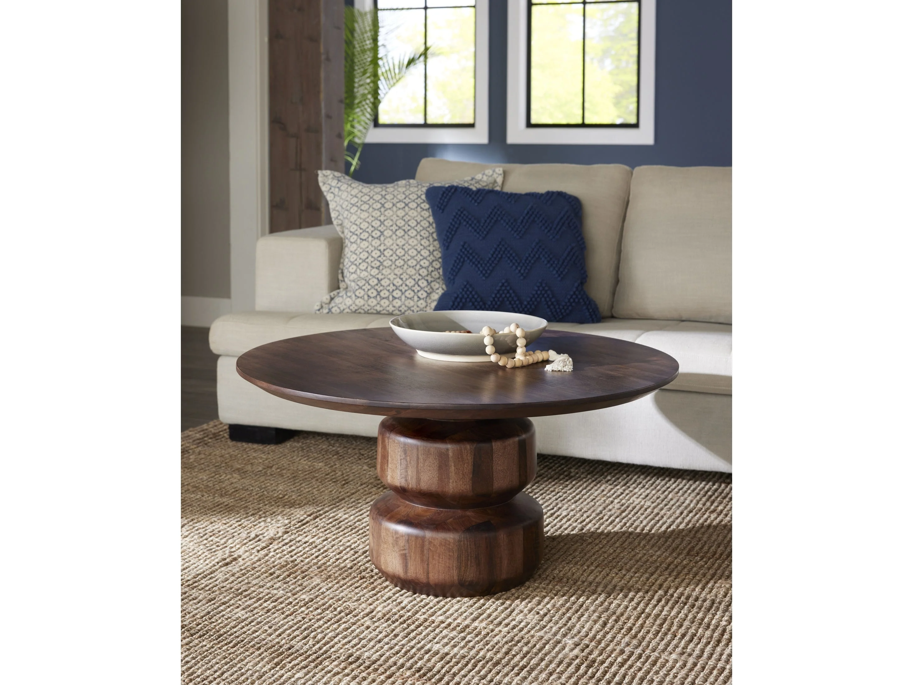 Virton Smoked Brown Solid Wood Round Coffee Table