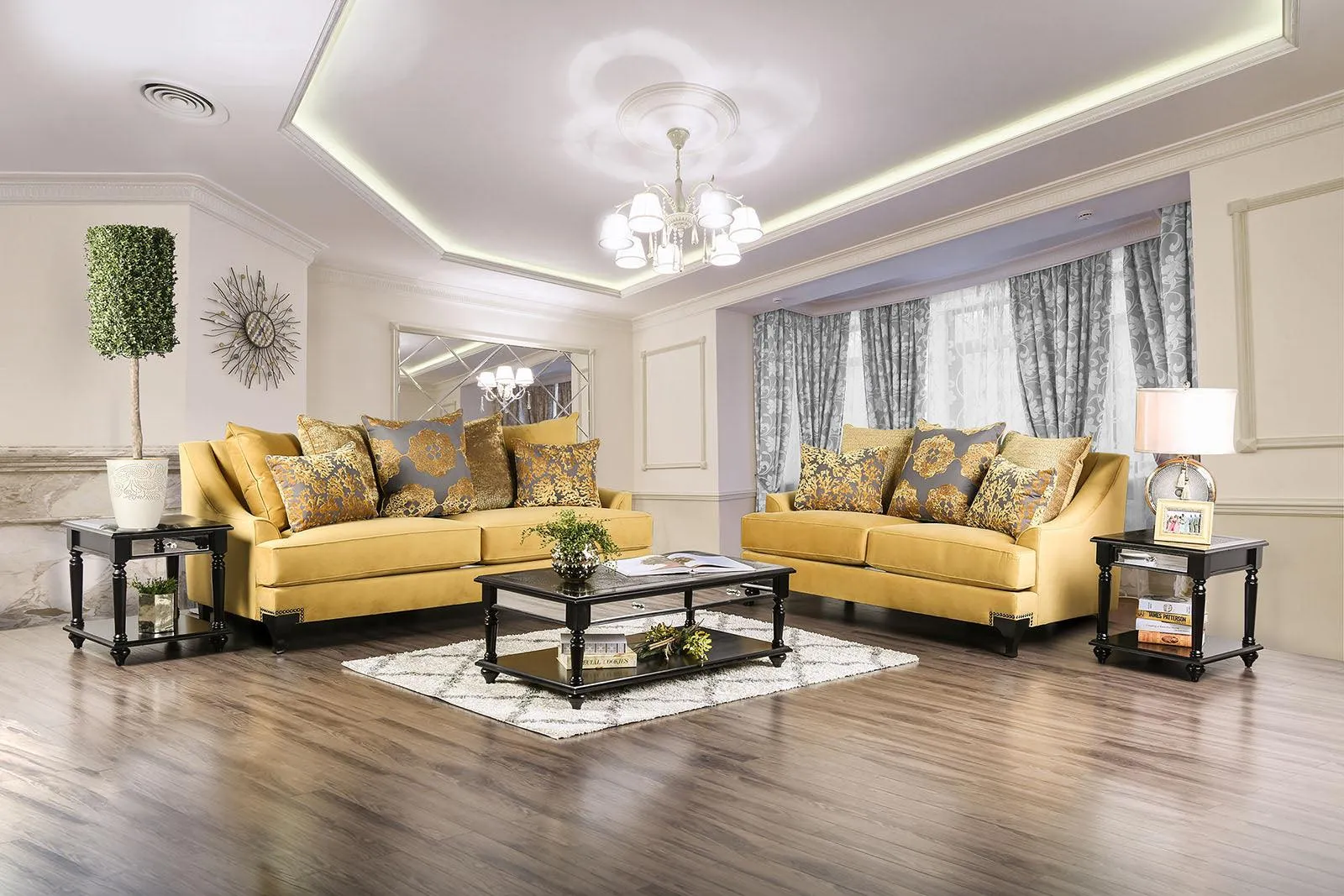 Viscontti Gold/Gray Loveseat - Image 4
