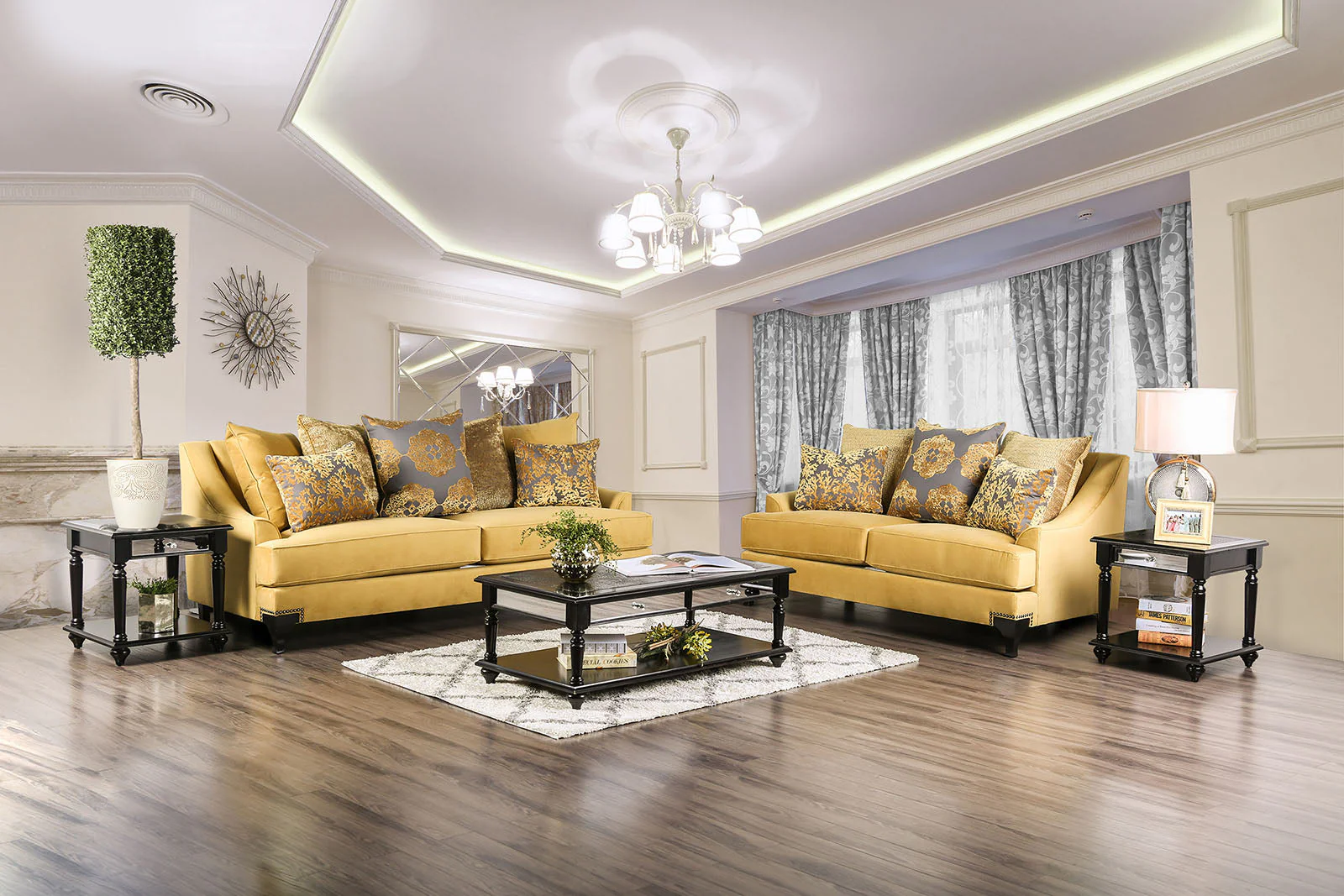 Viscontti Gold/Gray Sofa & Loveseat - Image 5