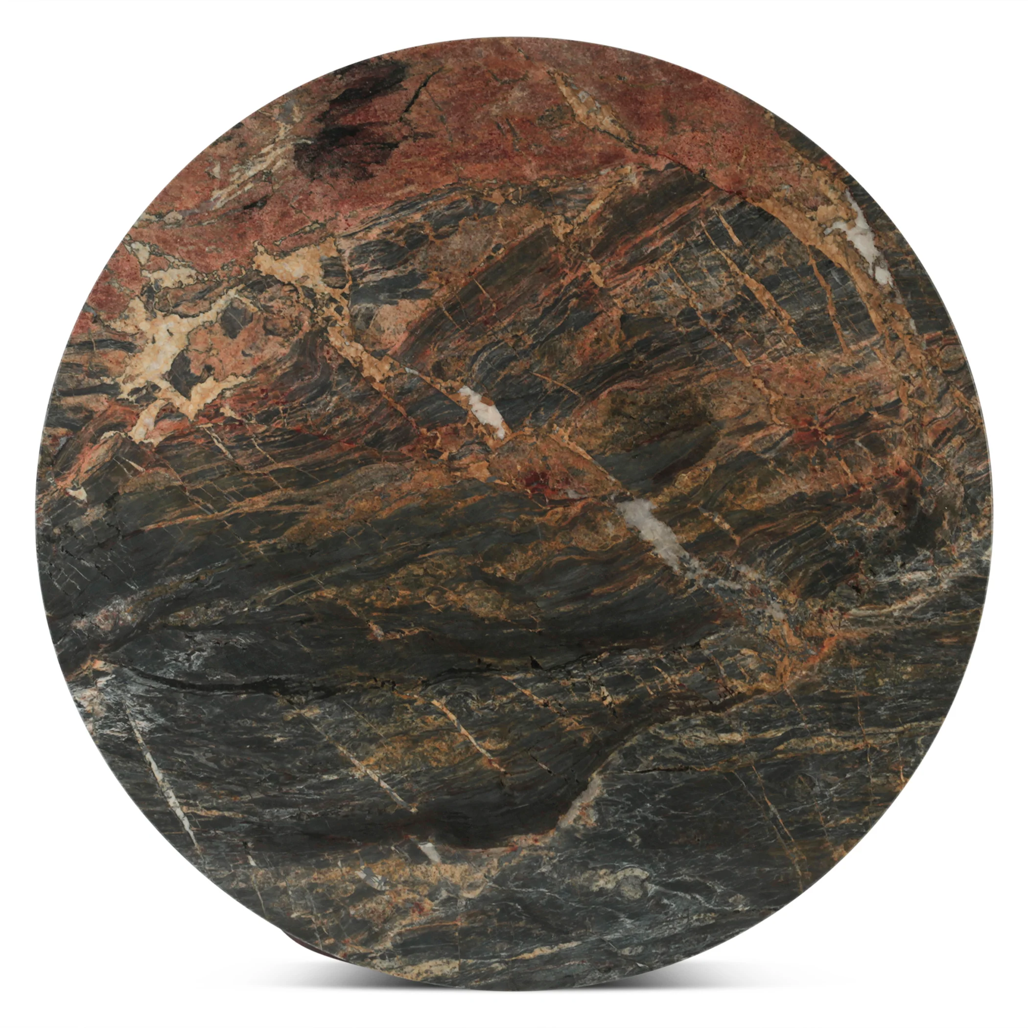 Vista 48" Round Dining Table with Lava Marble and Dark Mango Base - Image 5