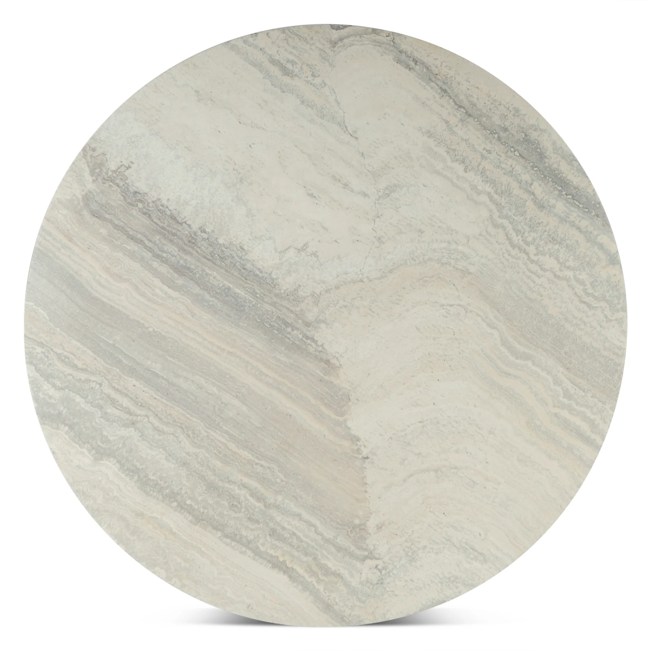 Vista 48" Round Dining Table with White Travertine and Light Mango Base - Image 2