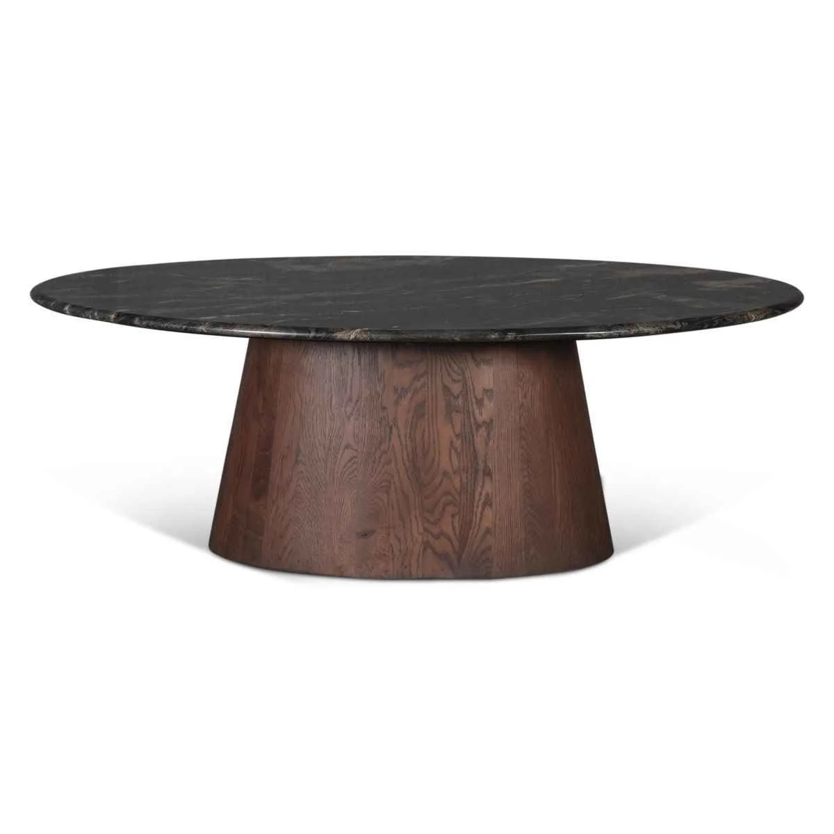 Vista 52" Oval Coffee Table in Lava Marble with Dark Mango Base, Set of 2