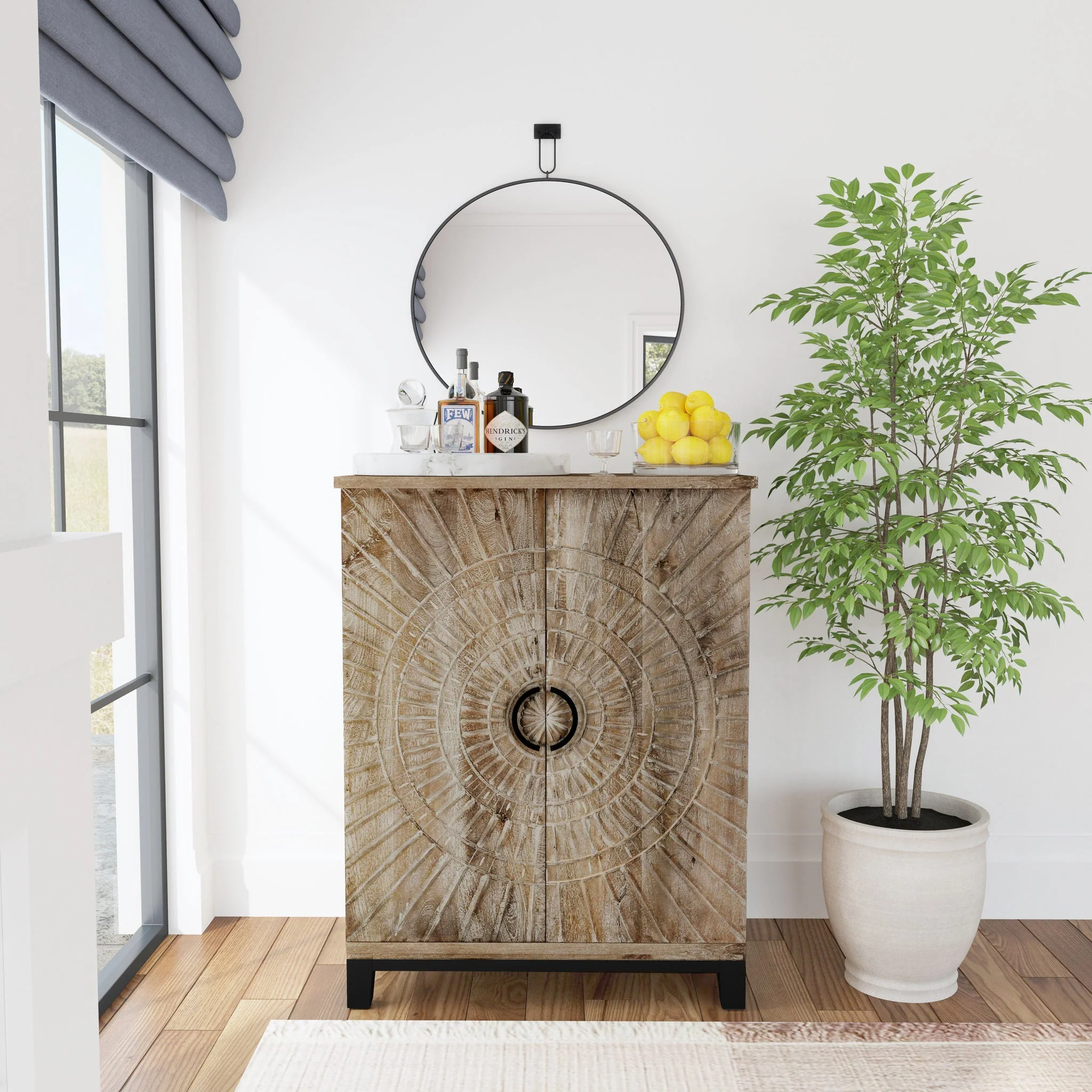 Vivienne Bar Cabinet - Distressed Taupe - Image 9