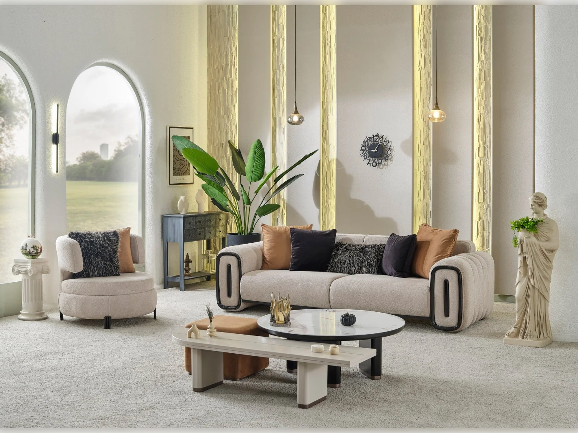 Voyance Beige 4-pieces (2 Four Seat Sofa & 2 Chair) Living Room Set - Image 4
