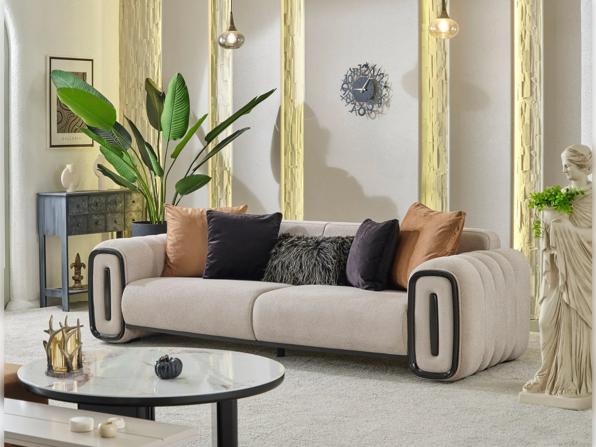 Voyance Beige 4-pieces (2 Four Seat Sofa & 2 Chair) Living Room Set - Image 5