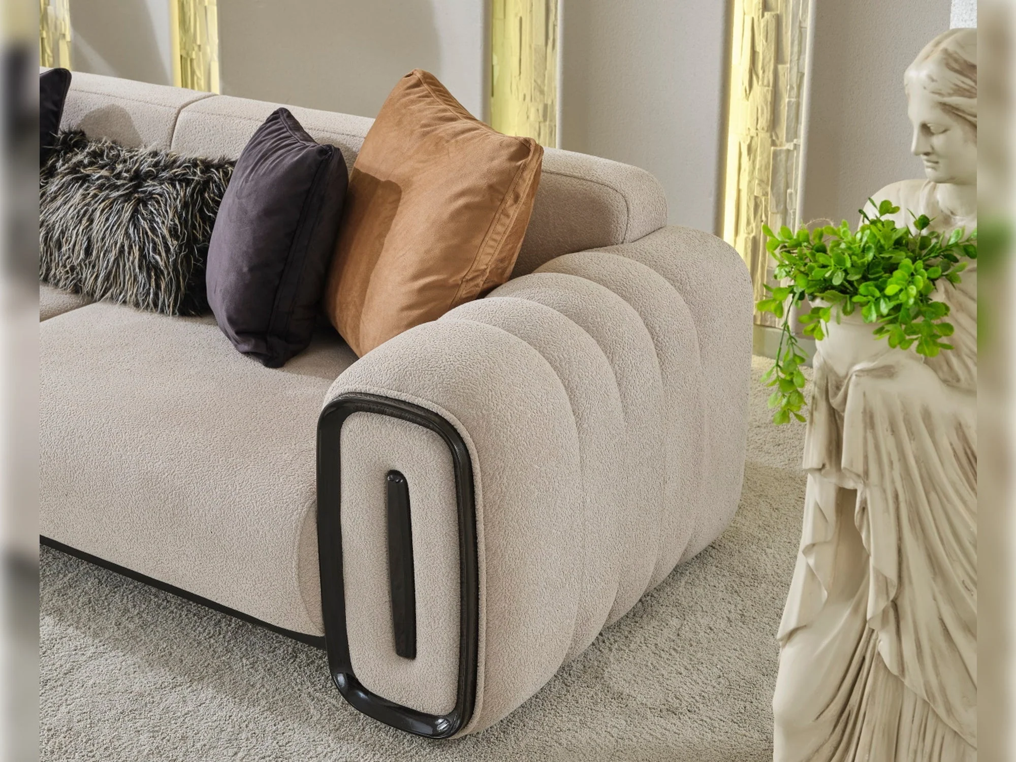 Voyance Beige 4-pieces (2 Four Seat Sofa & 2 Chair) Living Room Set - Image 7