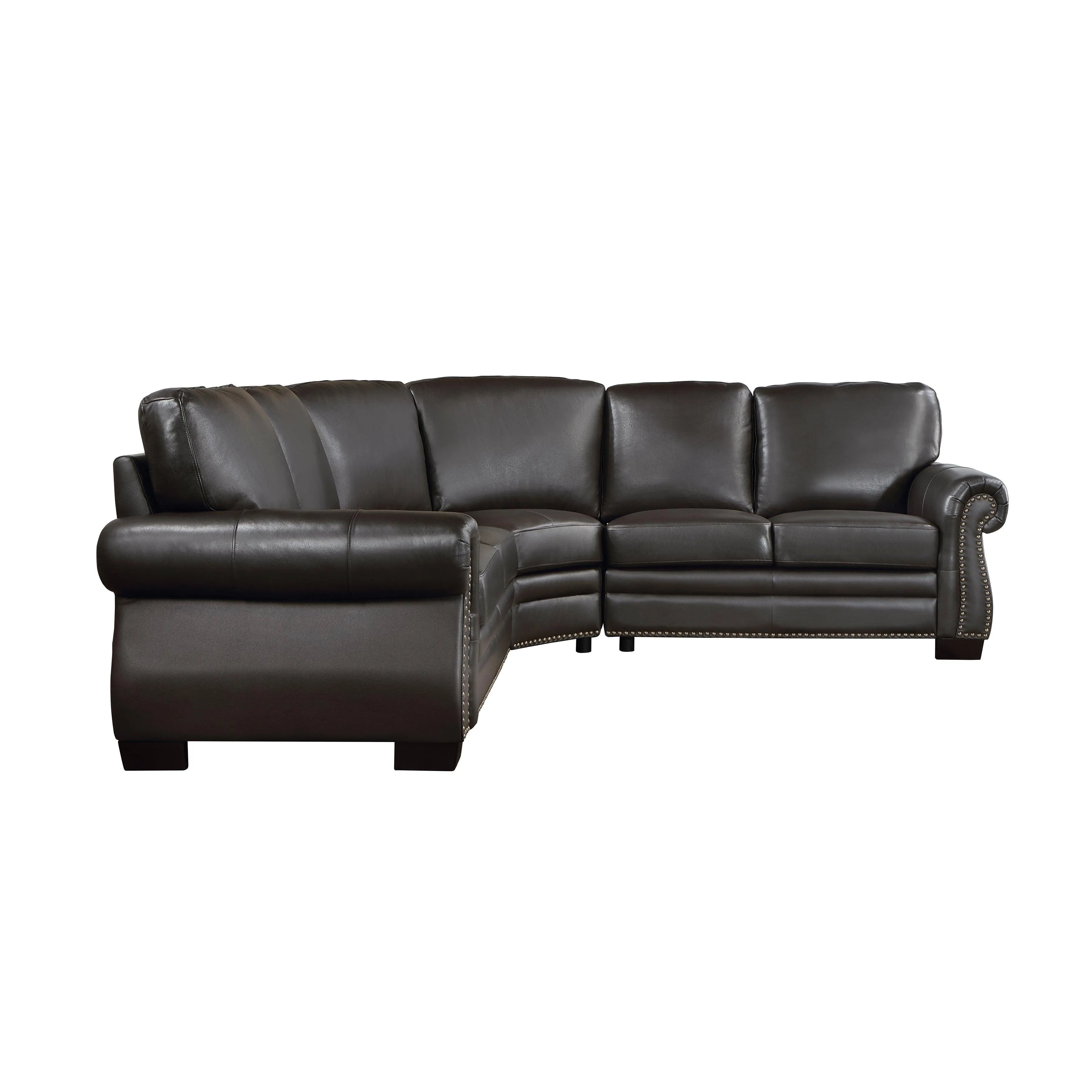 Wareham Dark Brown Leather 3-Piece Sectional - Image 3