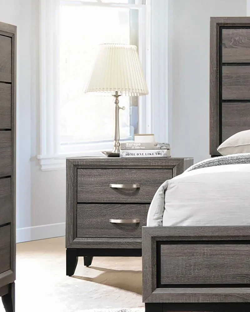 Watson Gray Oak/Black 2-Drawer Nightstand - Image 3