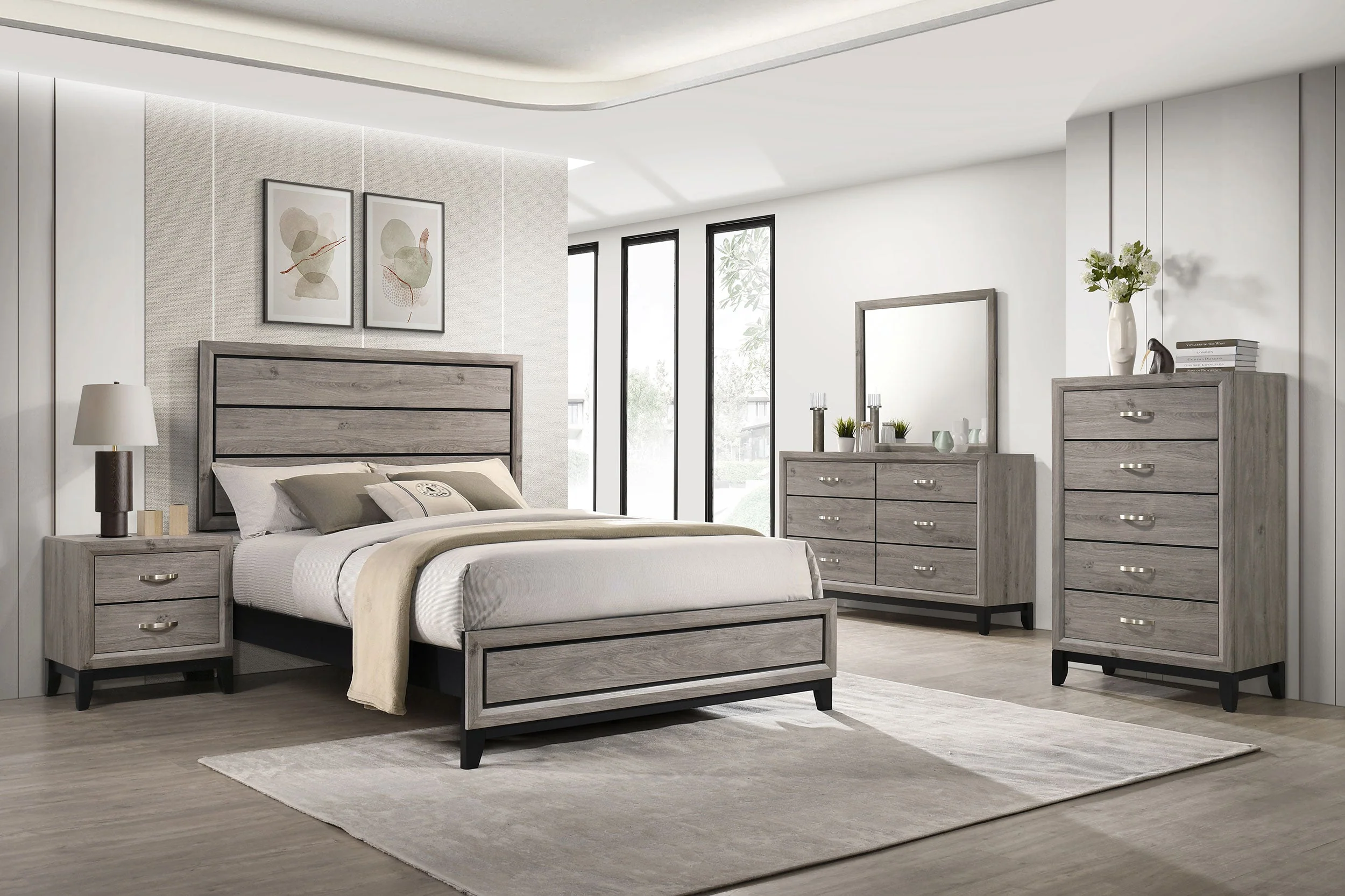 Watson Light Taupe 2-drawer Nightstand Bedside Table - Image 14