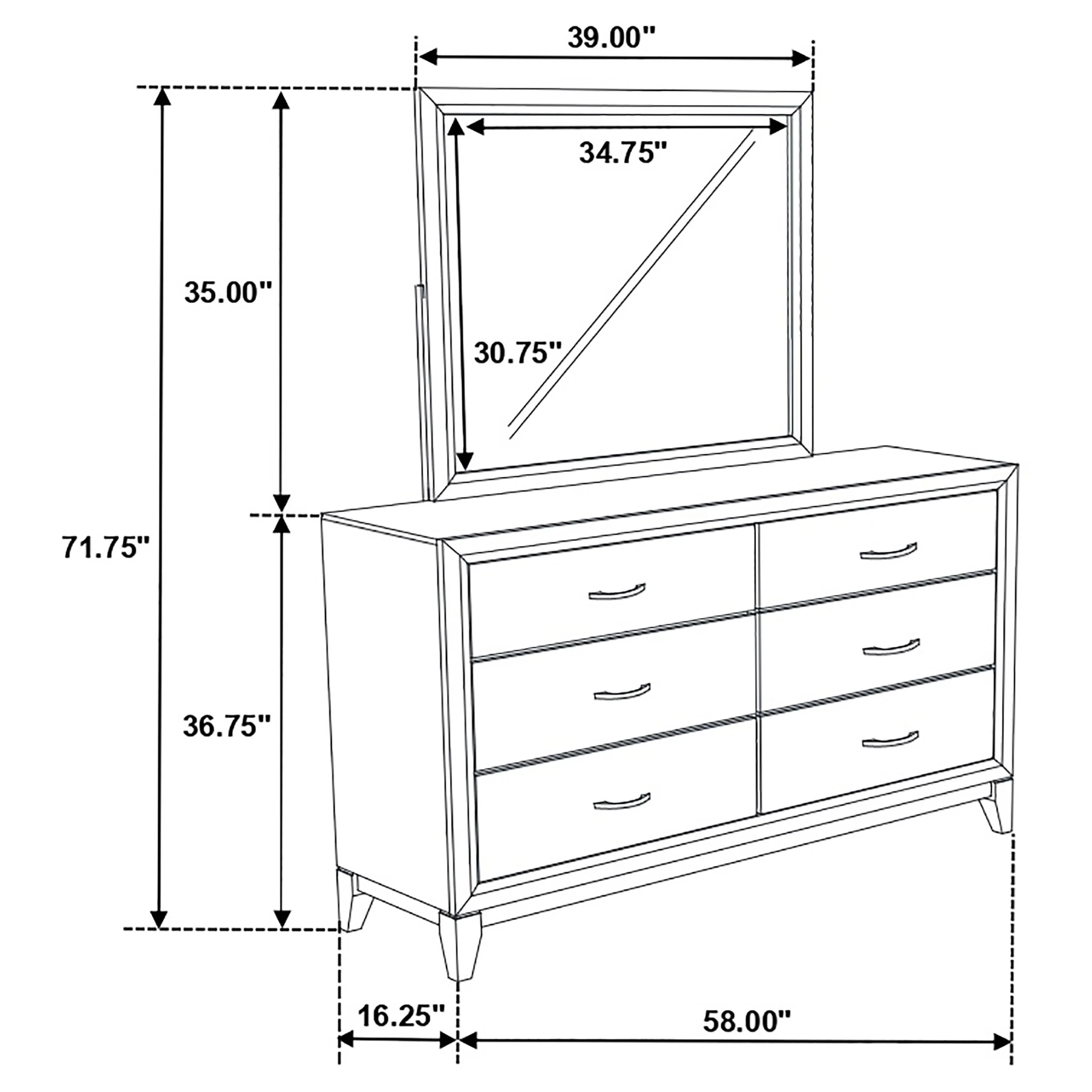 Watson Light Taupe 6-drawer Bedroom Dresser and Mirror - Image 13