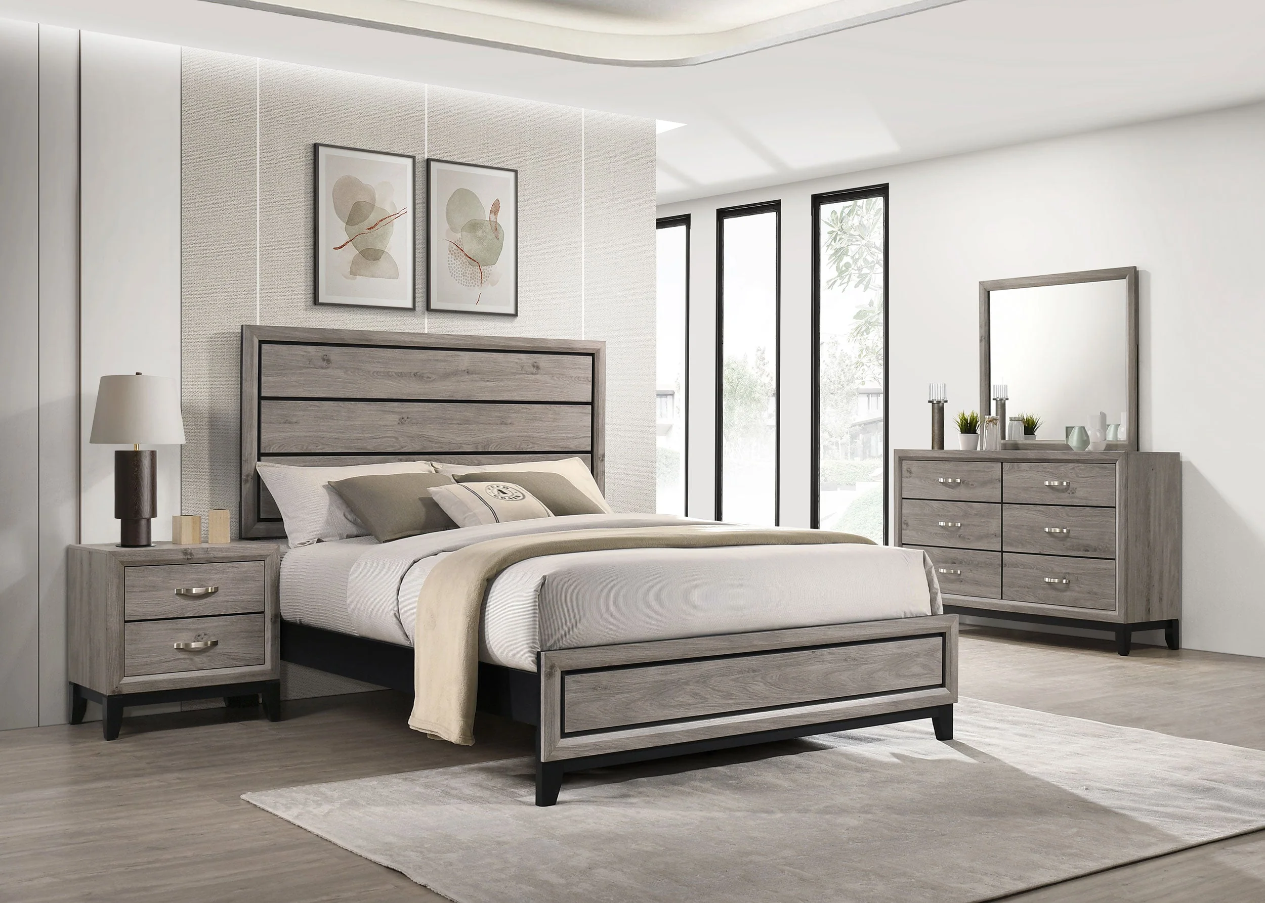 Watson Light Taupe Four-piece Eastern King Bedroom Set