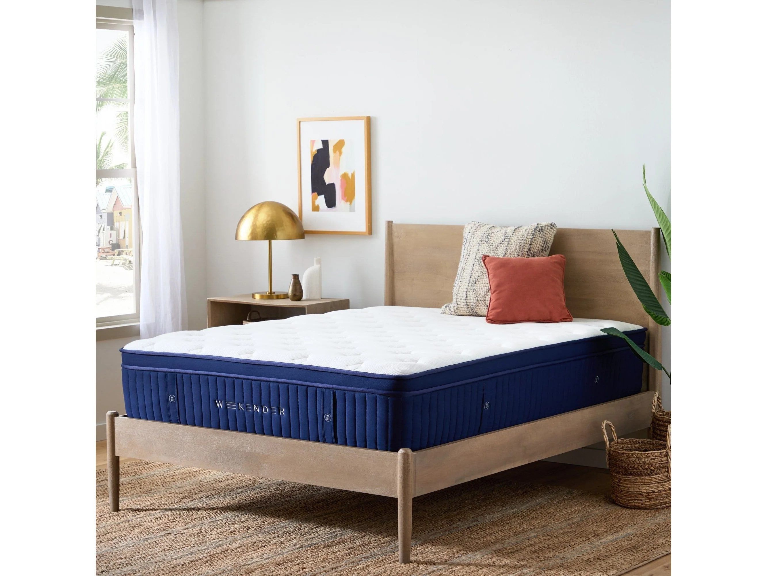 Weekender Blue/White Cal King 13" Euro Top Hybrid Mattress - Image 2