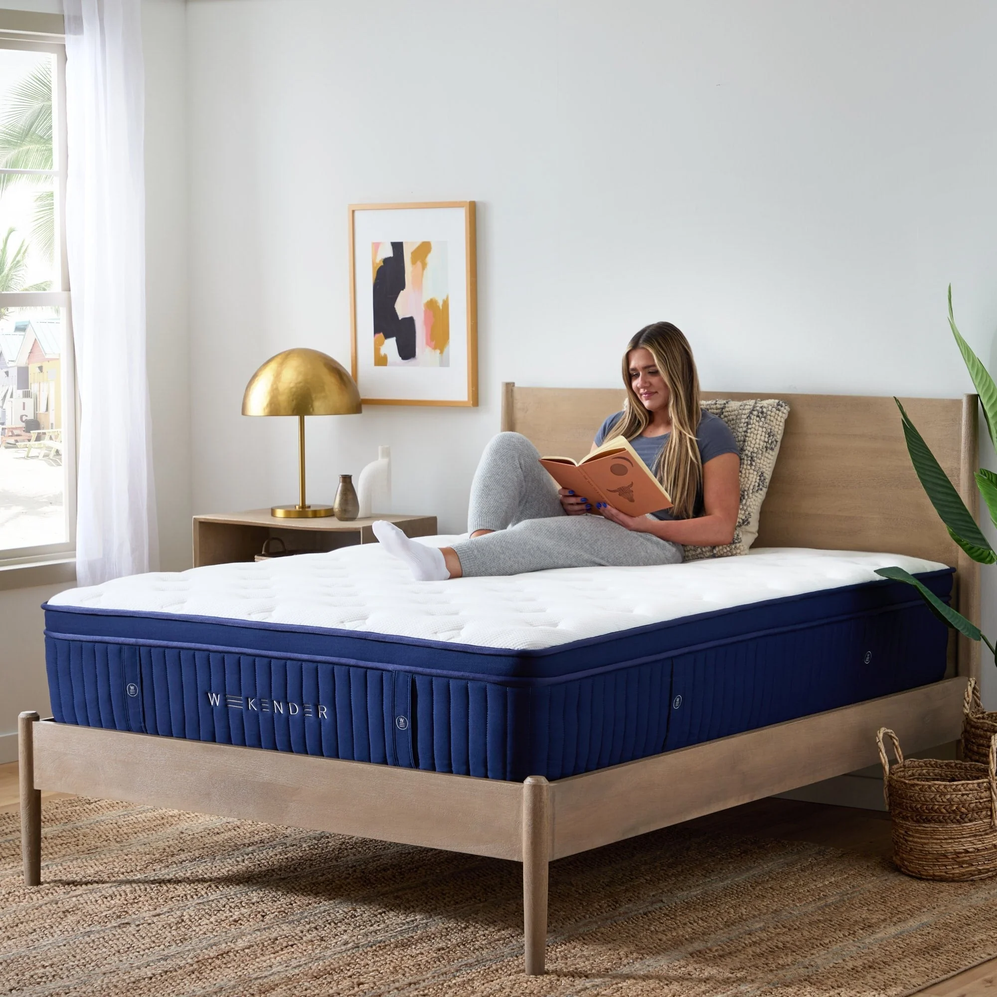 Weekender Blue/White Twin 13" Euro Top Hybrid Mattress - Image 8