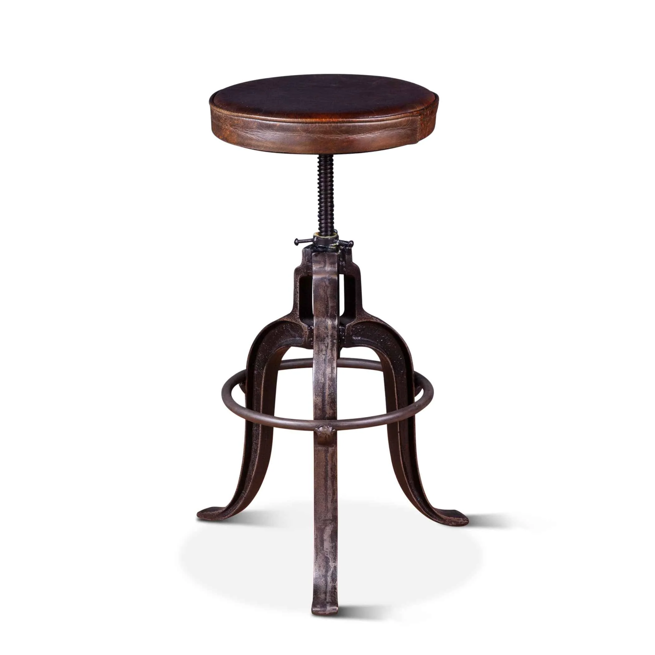 Wellington 13" Adjustable Stool in Brown Top Grain Leather