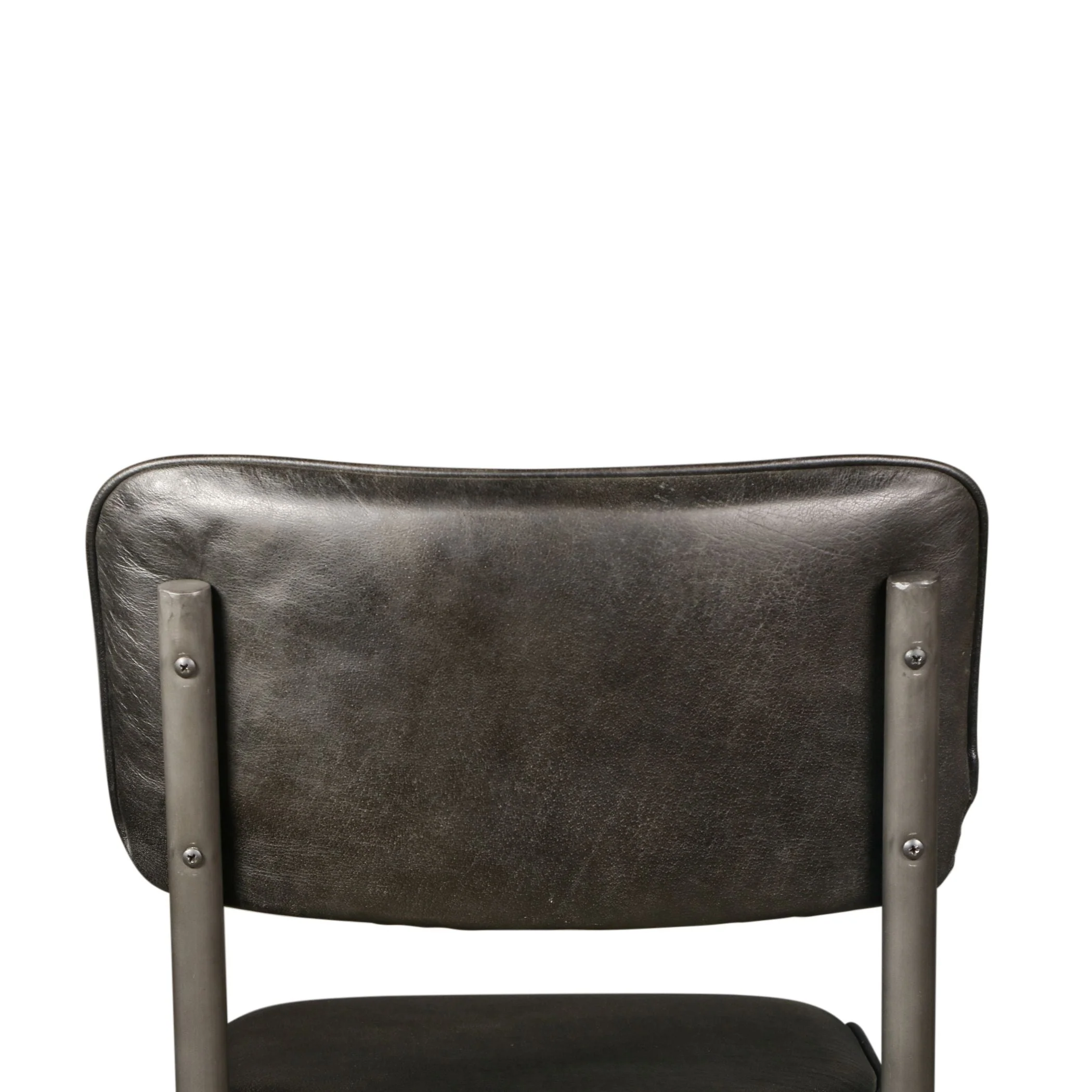 Wellington Bill 17" Dining Chair in Ebony Leather and Iron, Set of 2 - Image 6