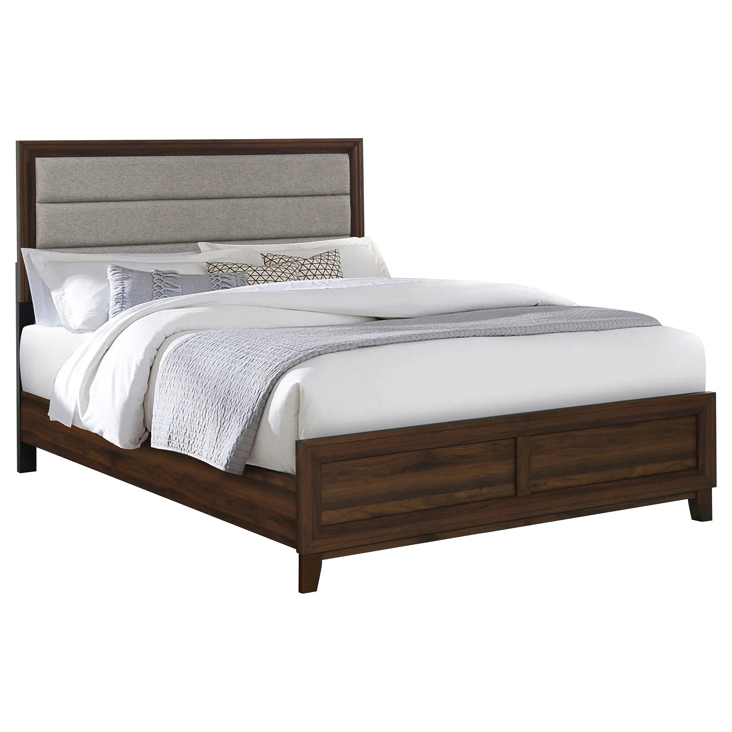 Welsley Walnut 50-inch Upholstered Eastern King Bed - Image 2