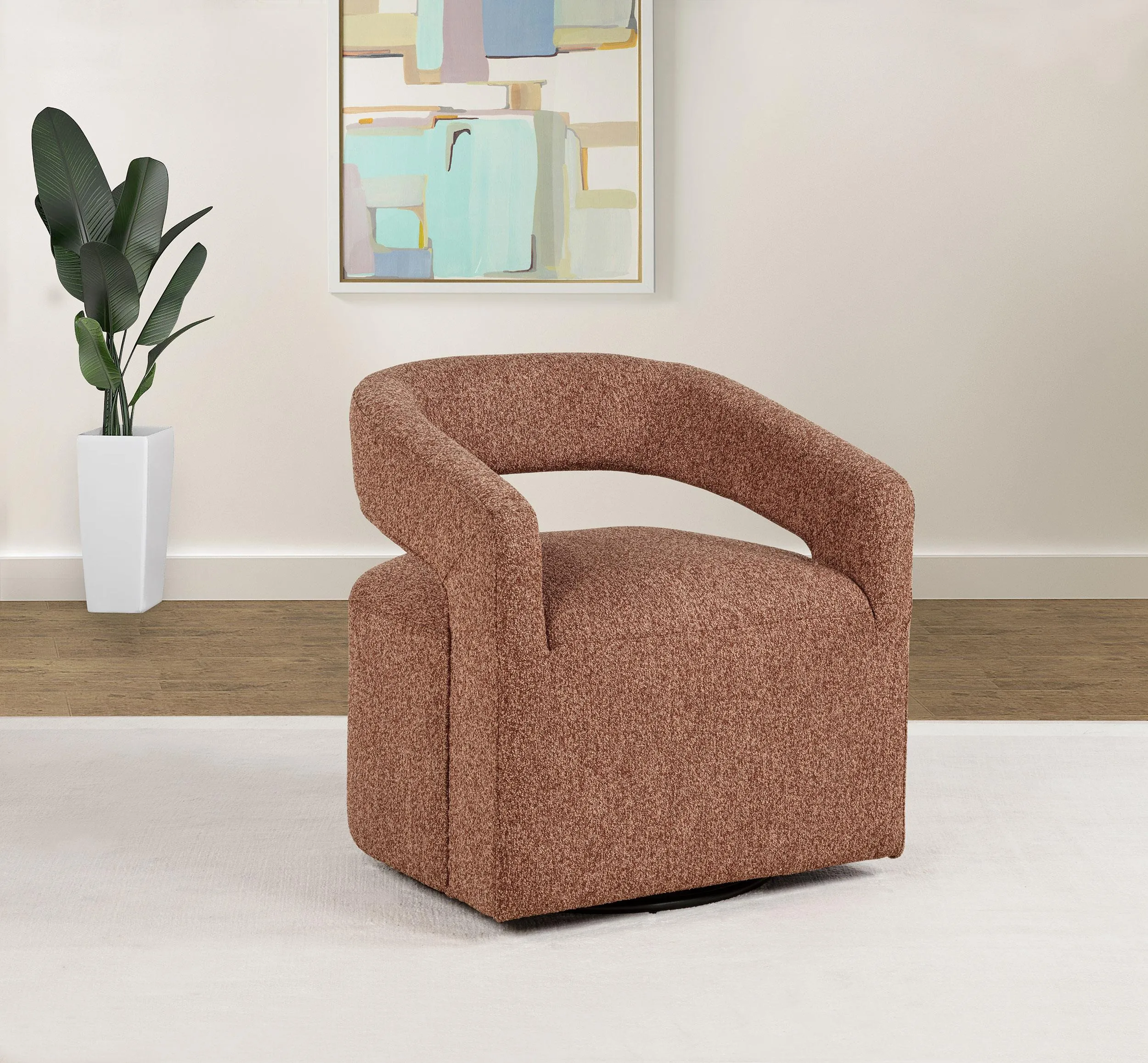 Westhill Berry Boucle Upholstered Swivel Accent Chair