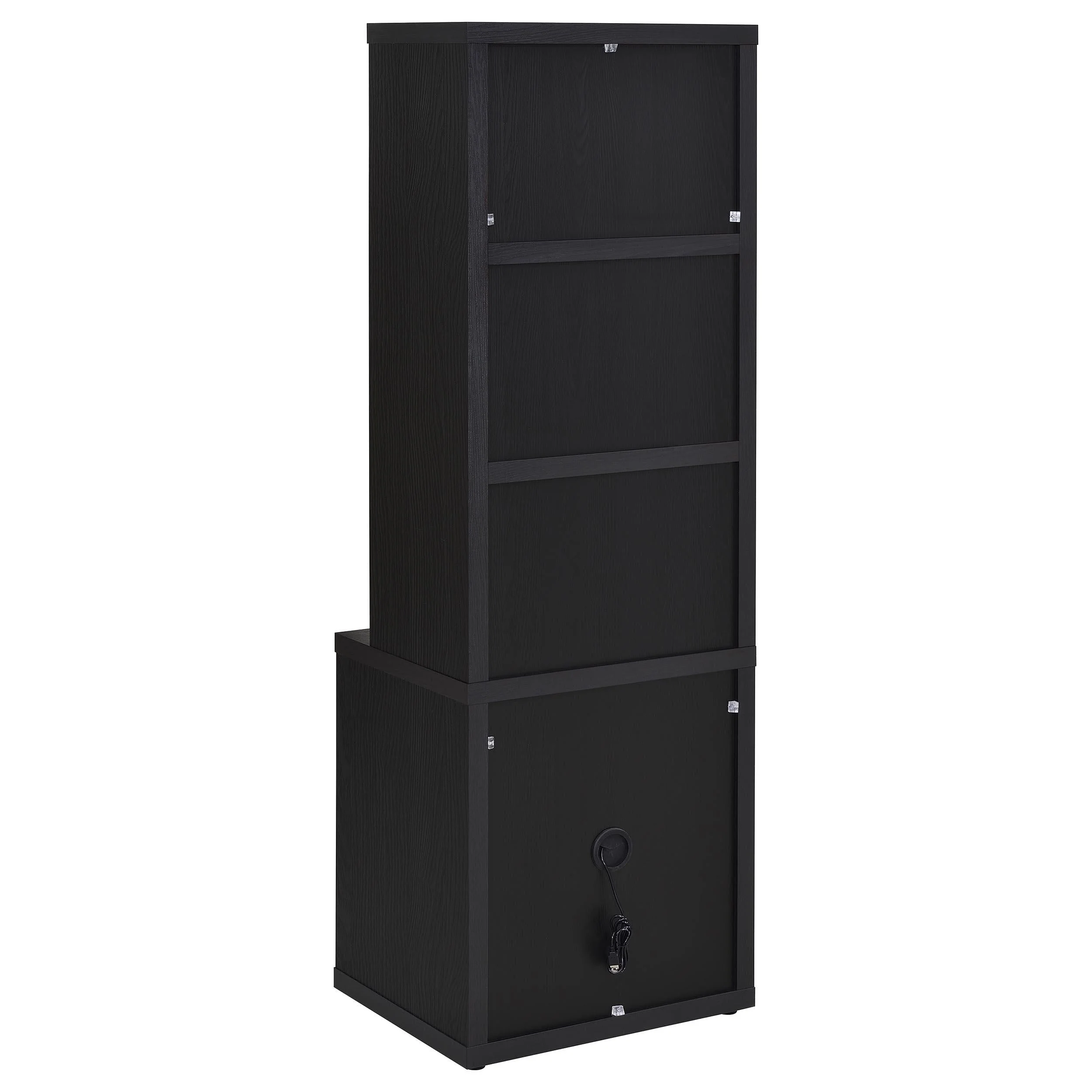 Westpark Black 3-Shelf Bookcase with Lockable Drawer and USB Ports - Image 7