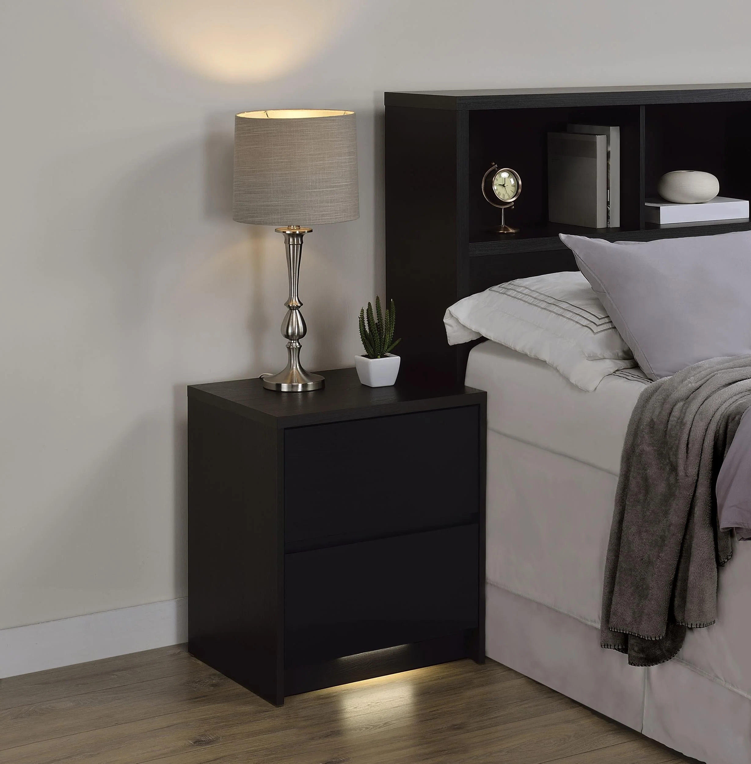 Westpark Black Nightstand with LED Lights and USB Ports - Image 2