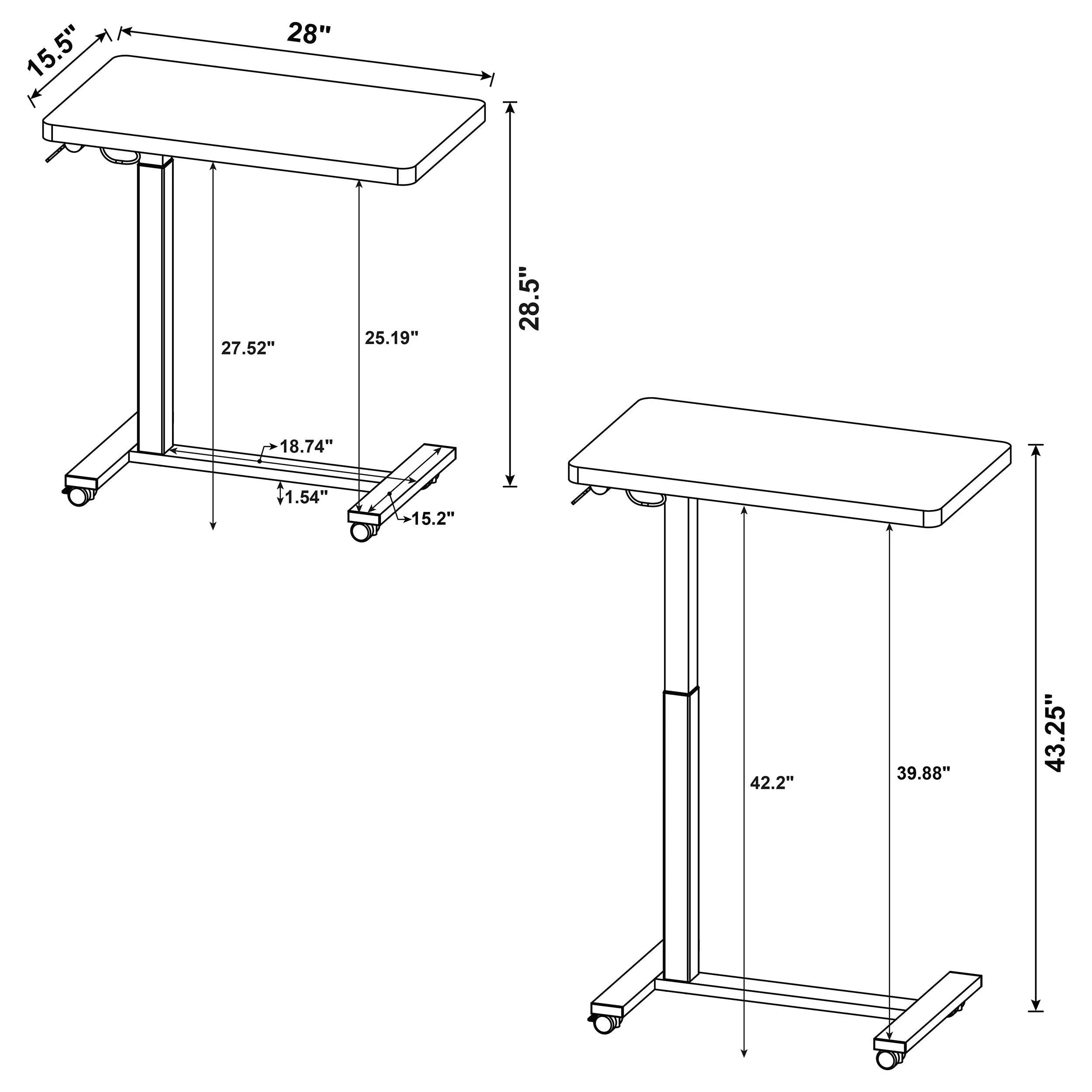 Westpark Mango Pneumatic Adjustable C-Shape Side Table with Casters - Image 14