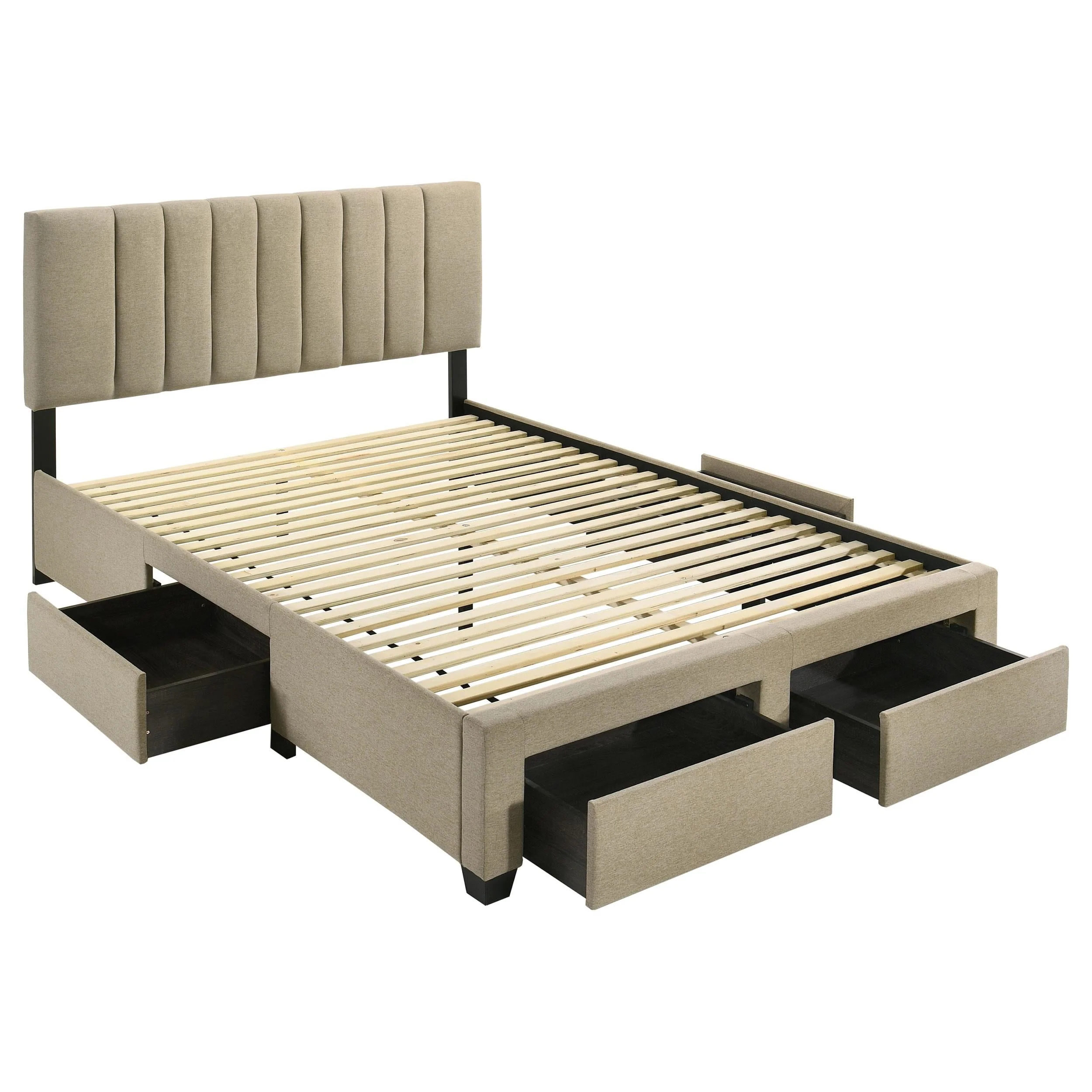 Wheatland Light Brown 4-Drawer Upholstered Full Storage Bed - Image 5