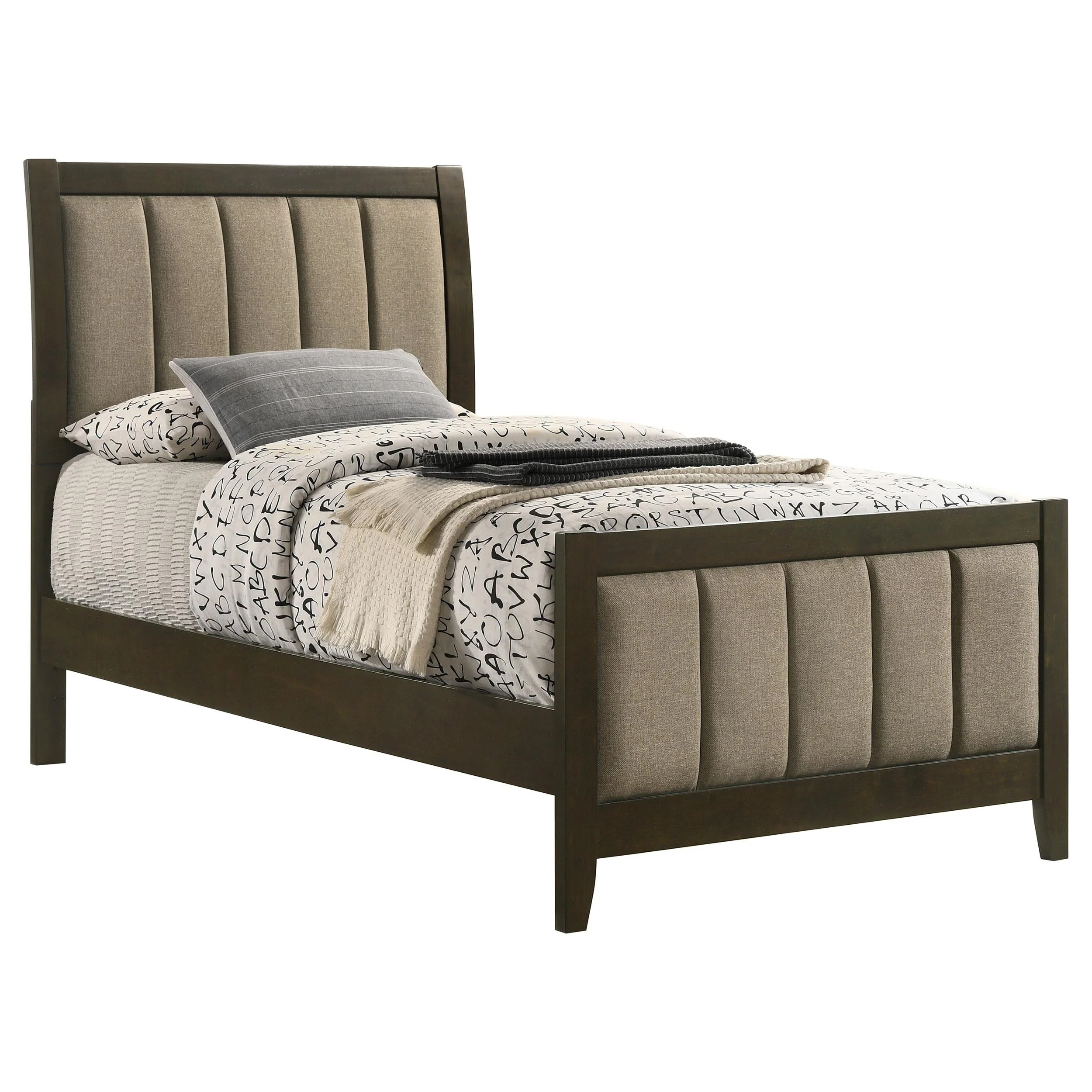 Wilkes Dark Cocoa Upholstered Twin Bed - Image 2