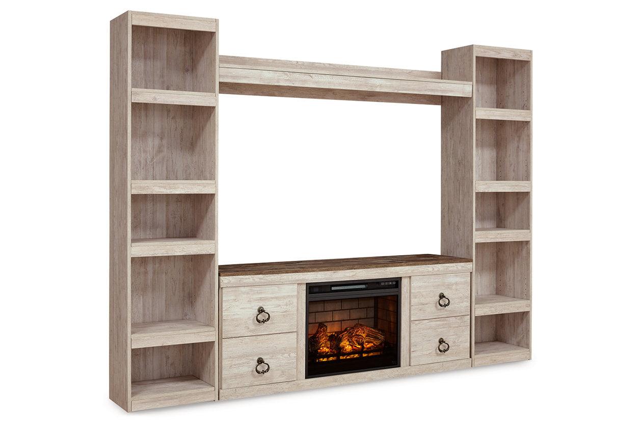 Willowton Whitewash 4-Piece Entertainment Center with Electric Fireplace - Image 12