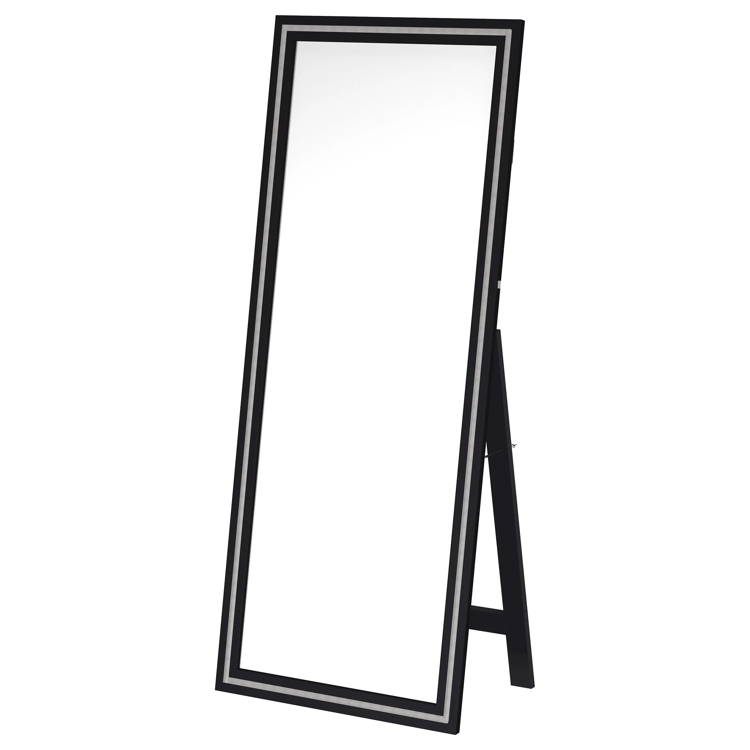 Windrose Black Full Length Floor Standing Tempered Mirror with LED Lighting - Image 12