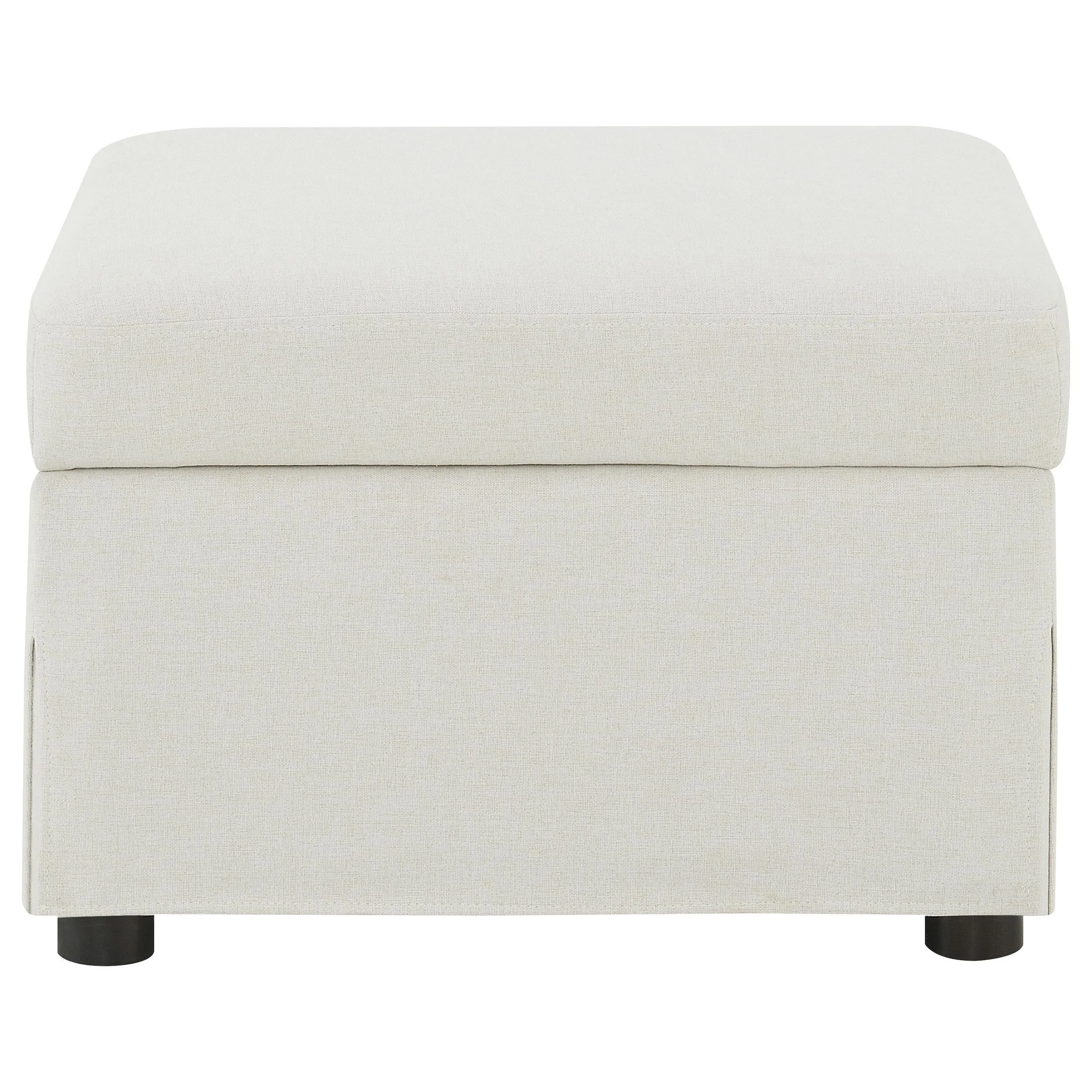 Winter Beige Upholstered Hydraulic Lift Top Storage Ottoman - Image 5