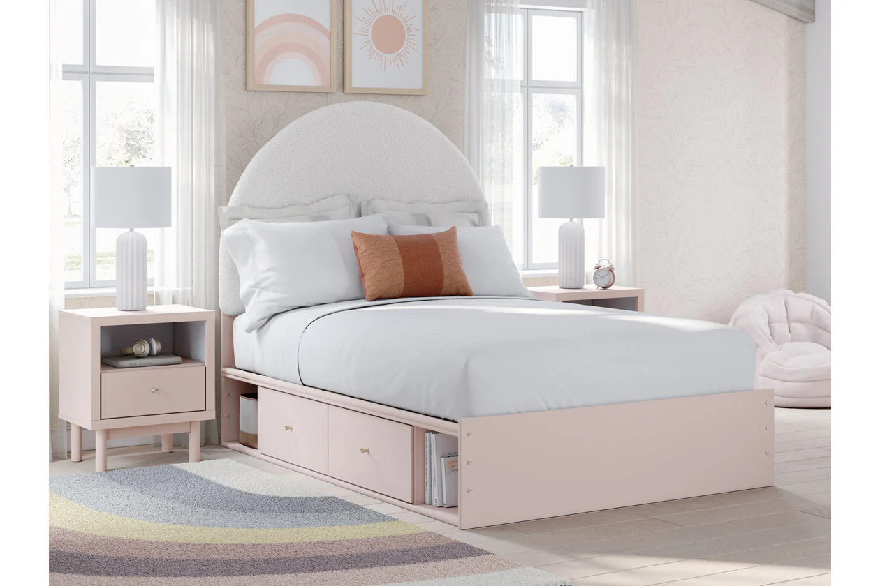 Wistenpine Blush Full Upholstered Storage Platform Bed with 2 Drawers - Image 2