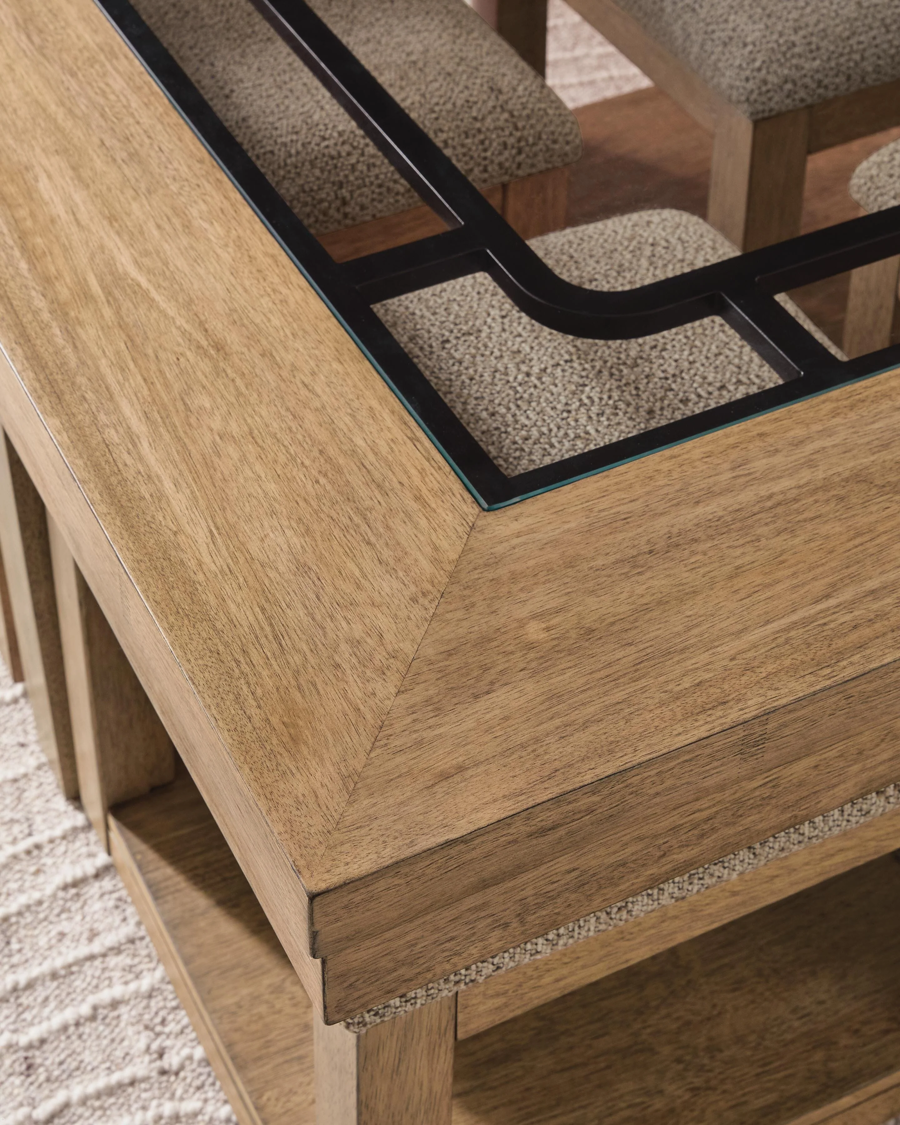 Wittenmyer Natural/Black Coffee Table with 4 Stools - Image 6
