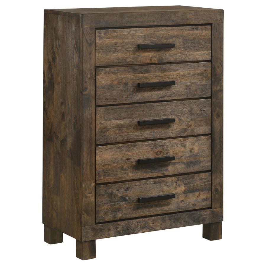 Woodmont Rustic Golden Brown 5-Piece Eastern King Platform Bedroom Set - Image 11