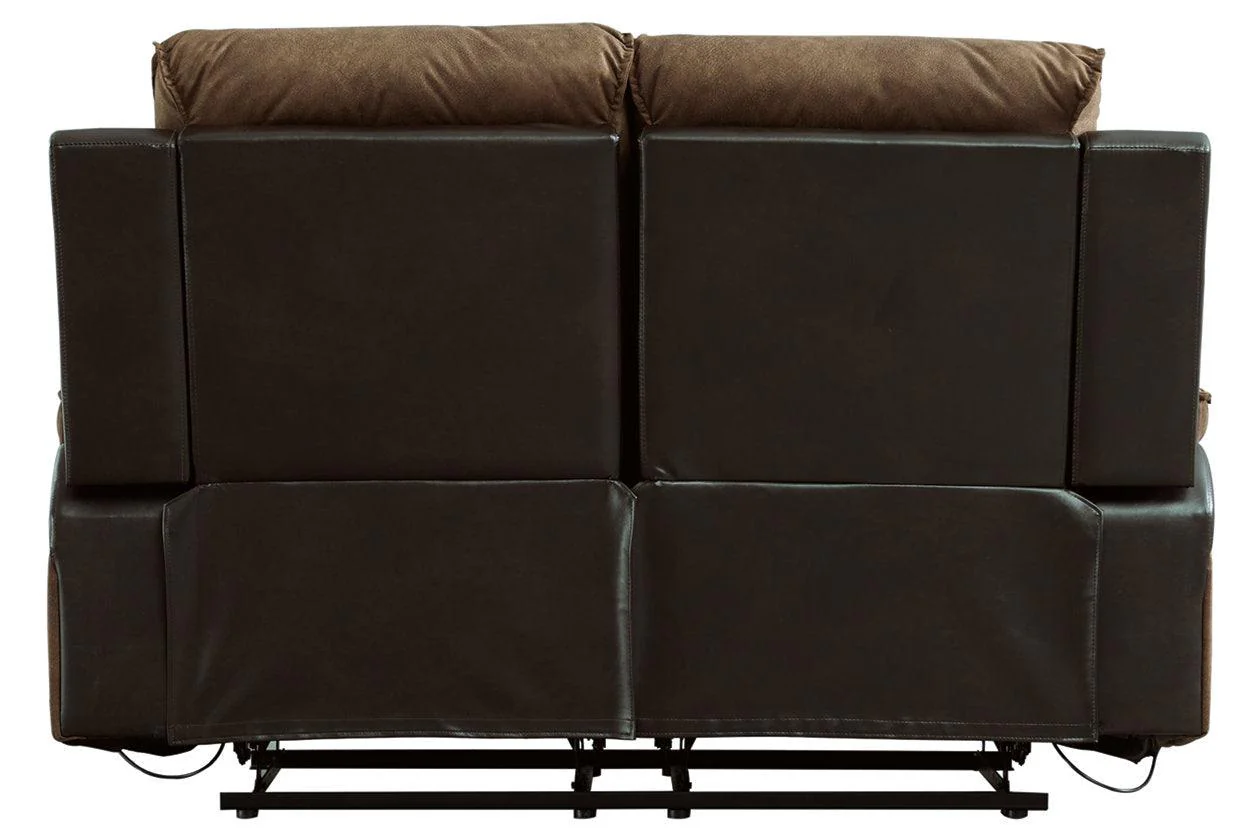Woodsway Brown Manual Reclining Loveseat - Image 4