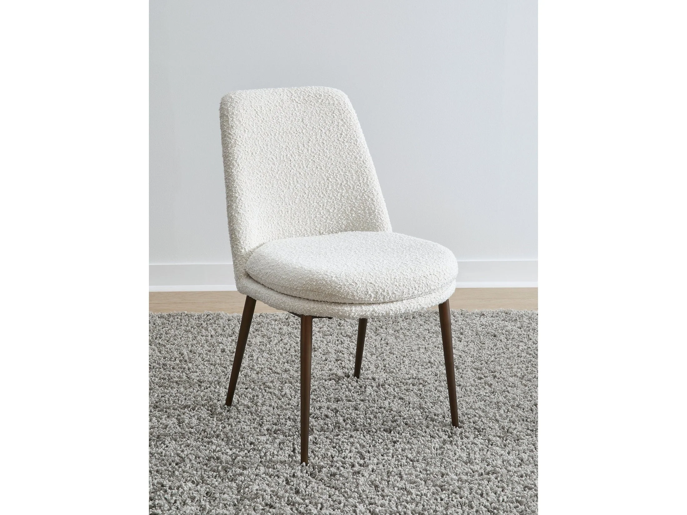Wyatt Upholstered Dining Chair in Ricotta Boucle and Bronze Metal (Set of 2)