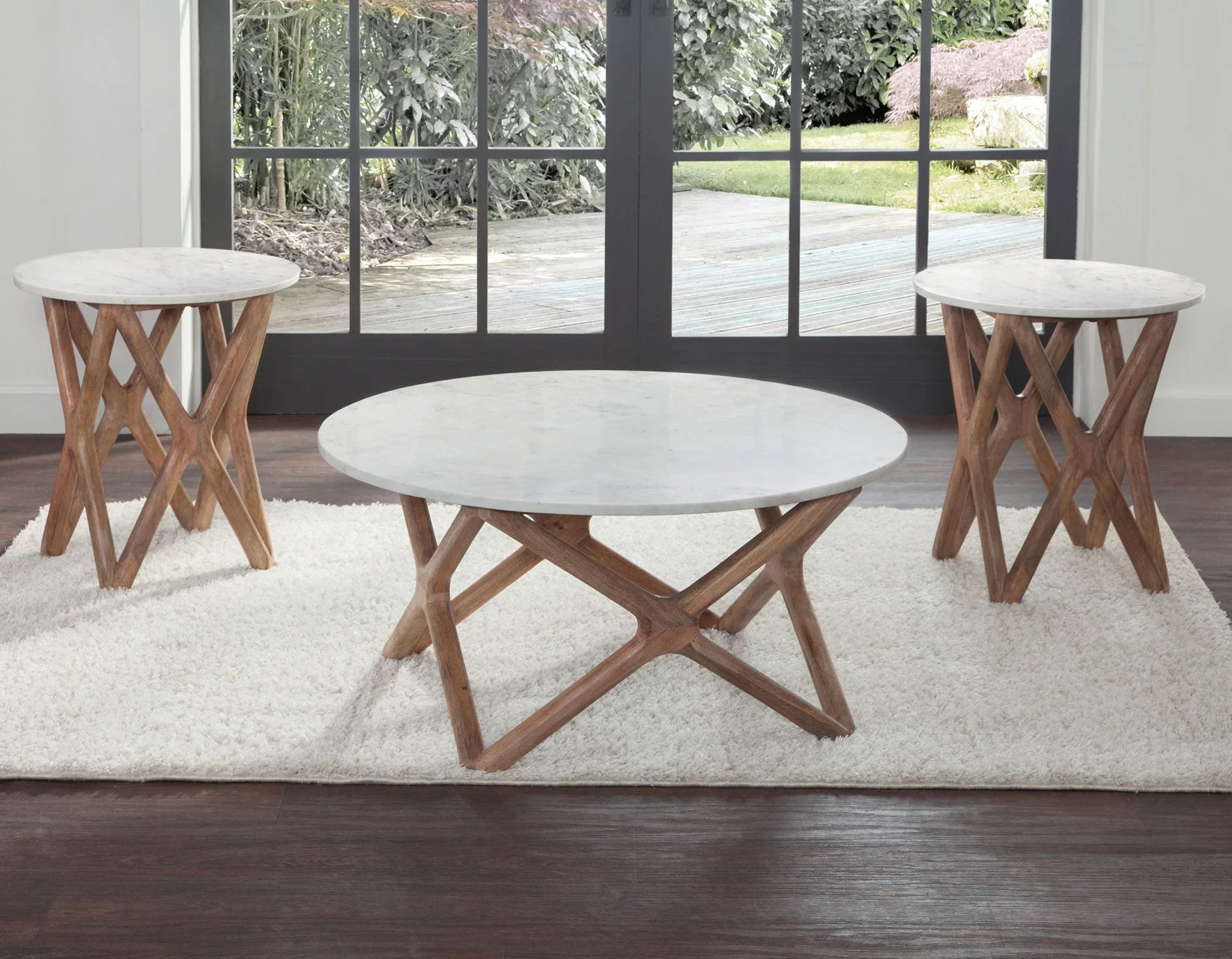 Wyman Banswara 20″ Round White Marble Top End Table - Image 10
