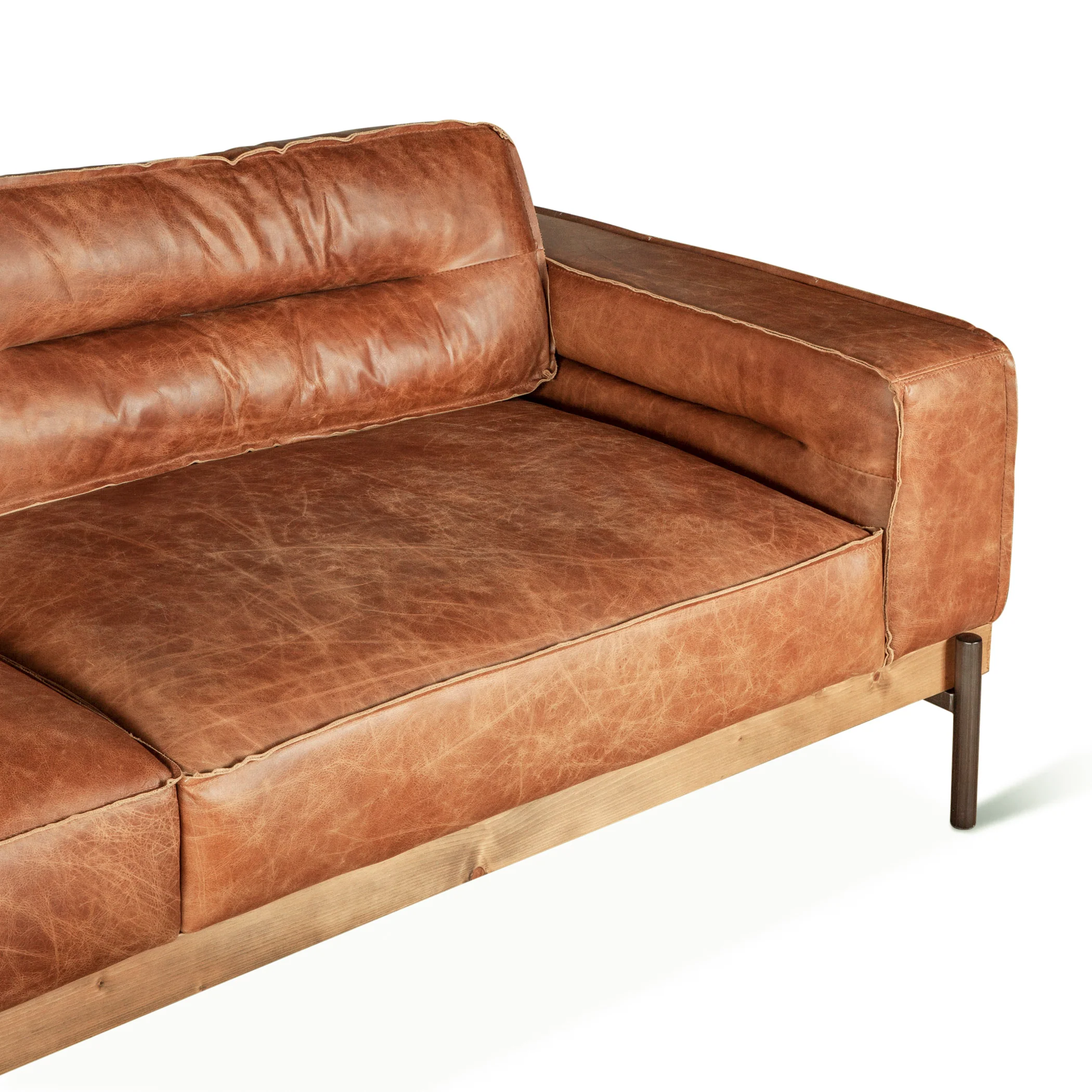 Portofino Modern 95" Sofa in Cocoa Brown Leather - Image 11