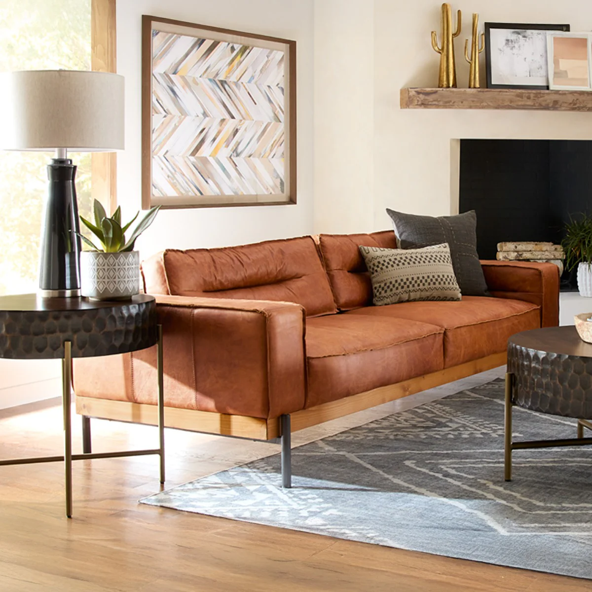 Portofino Modern 95" Sofa in Cocoa Brown Leather - Image 12