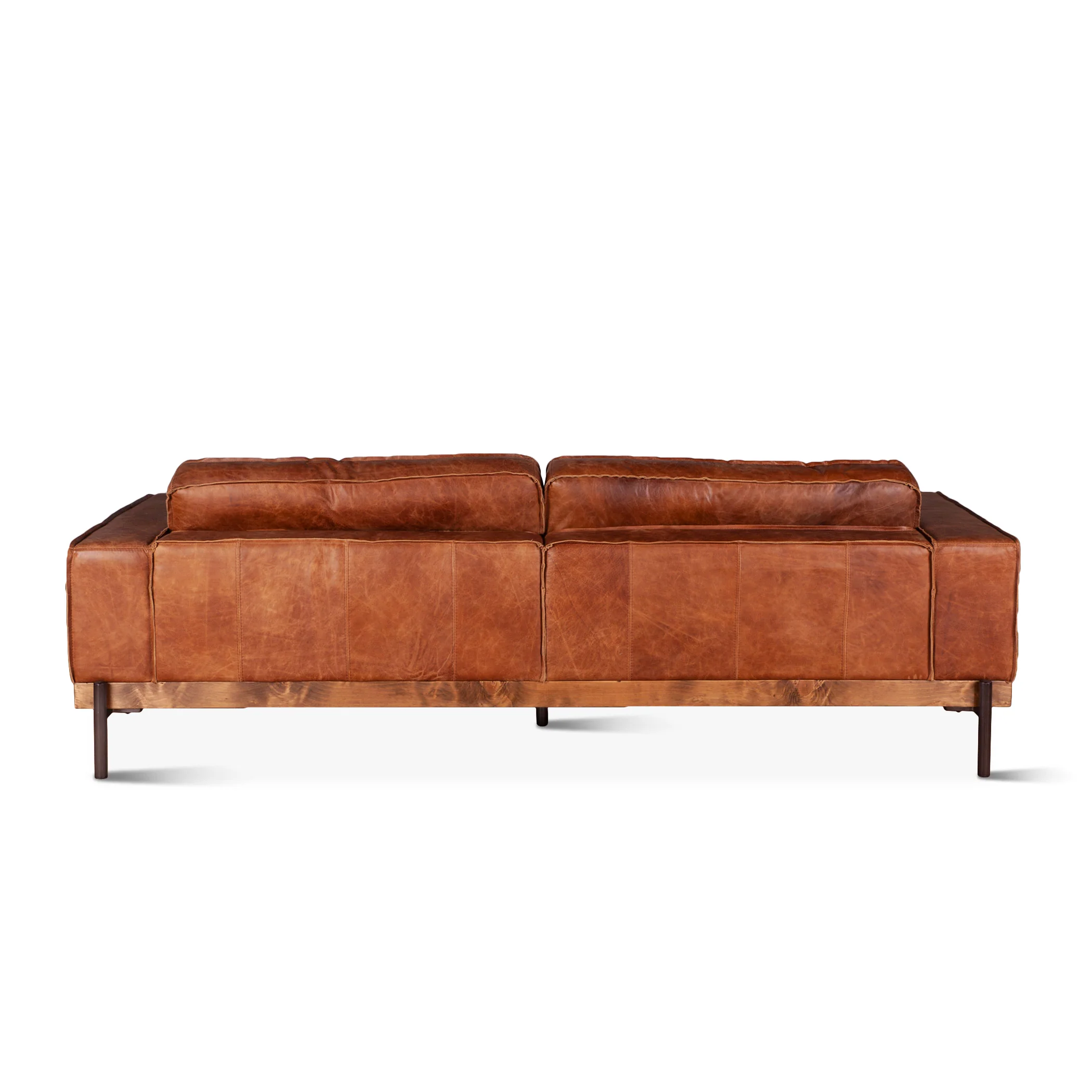 Portofino Modern 95" Sofa in Cocoa Brown Leather - Image 16