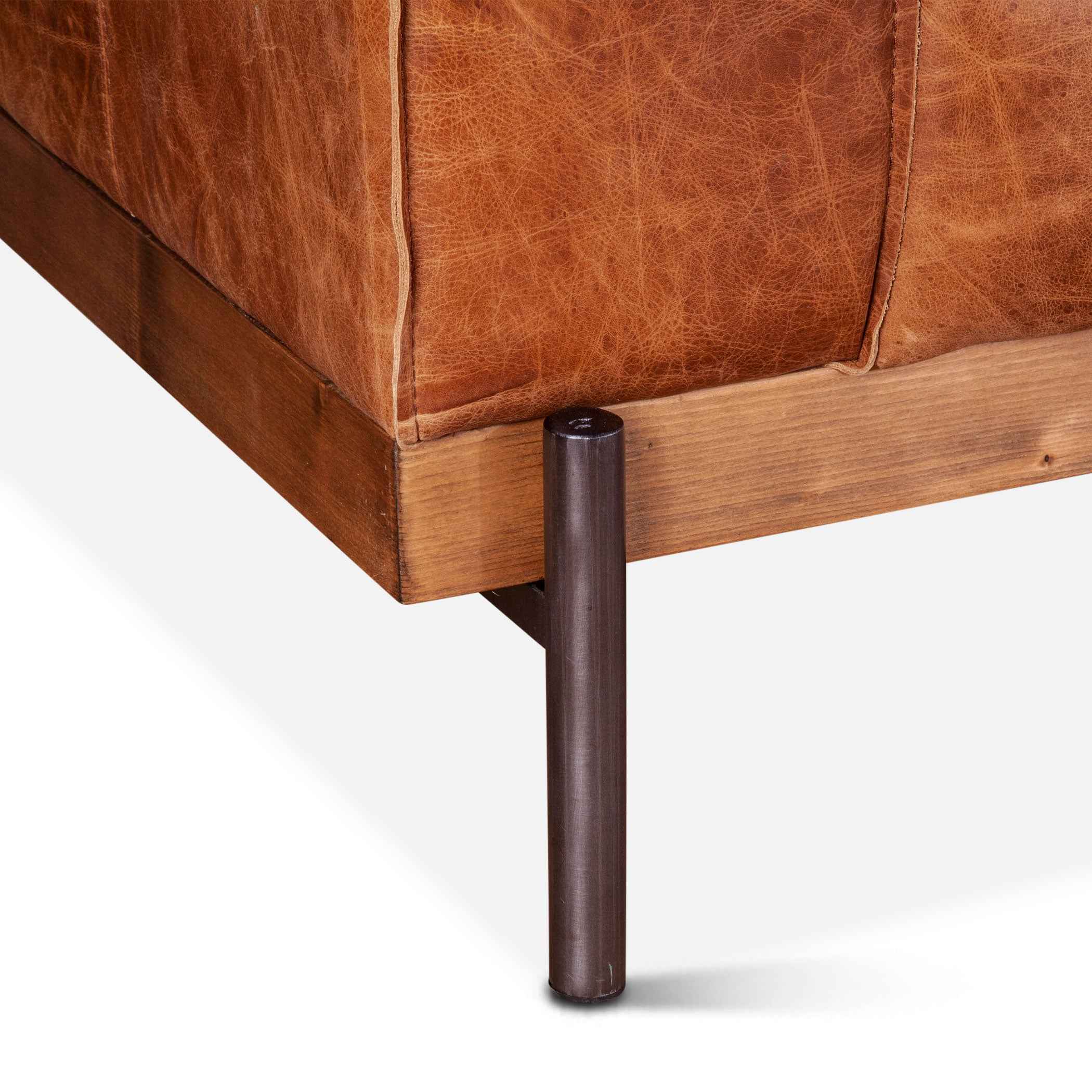 Portofino Modern 95" Sofa in Cocoa Brown Leather - Image 4