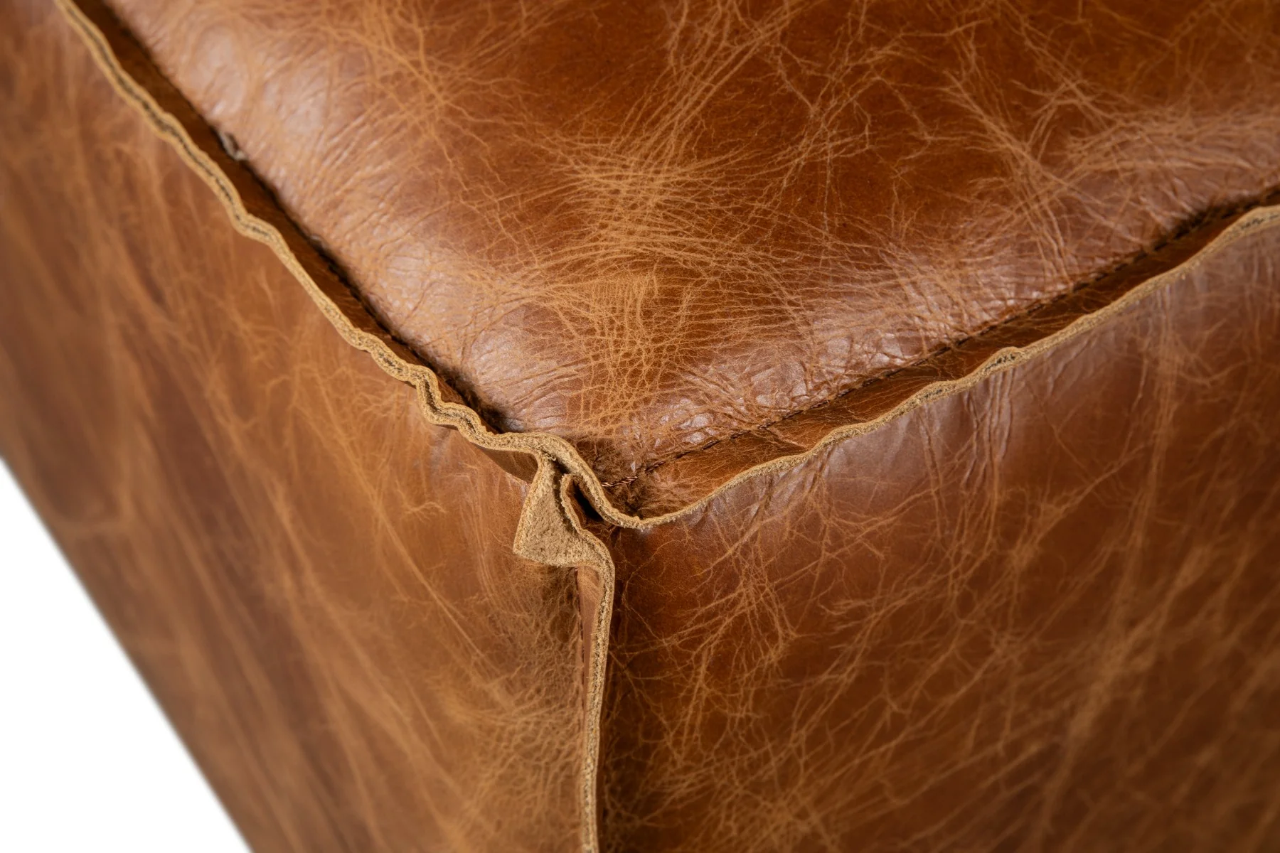 Portofino Loft Sectional Ottoman in Cocoa Brown Leather - Image 5