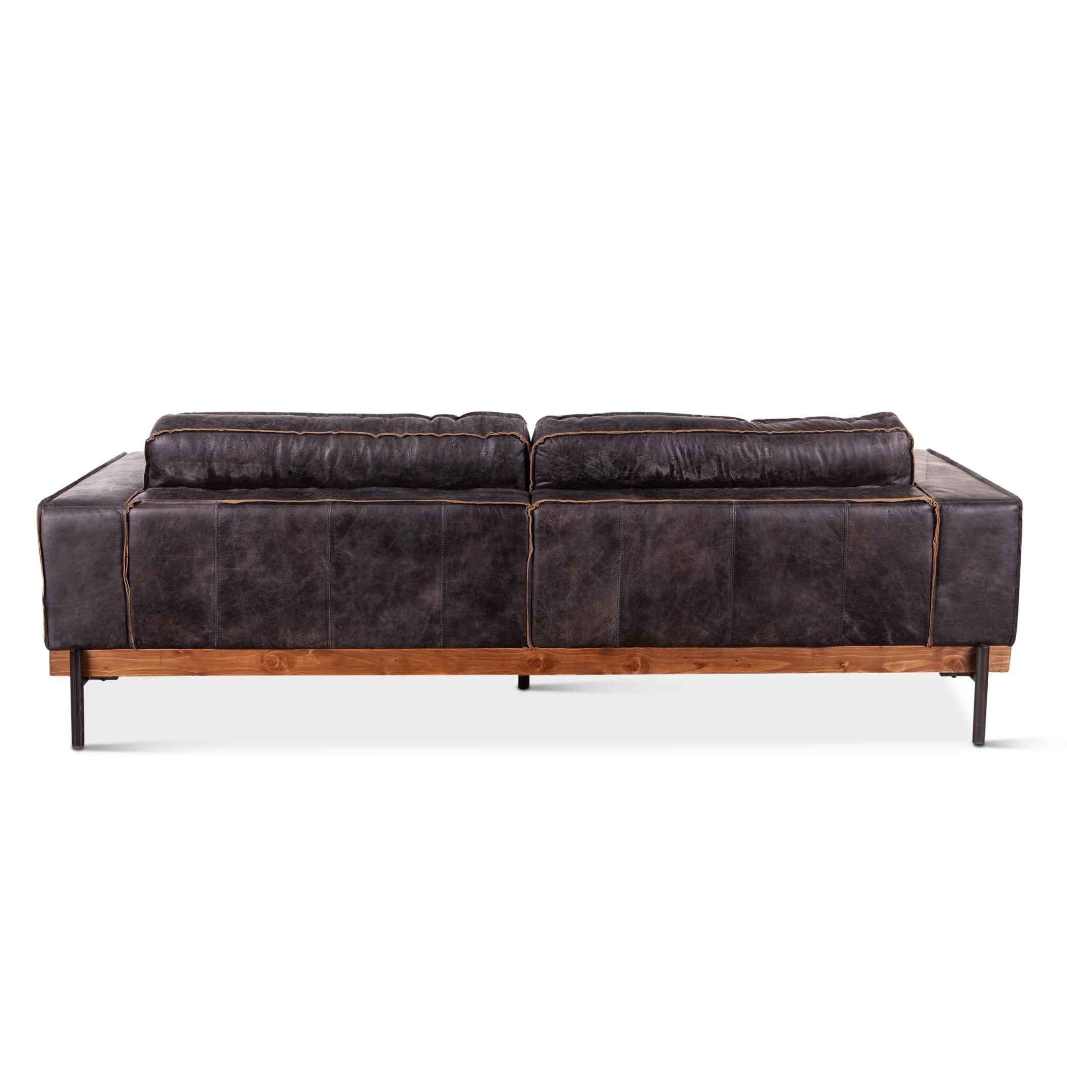 Portofino Modern 95" Sofa in Antique Ebony Leather - Image 2