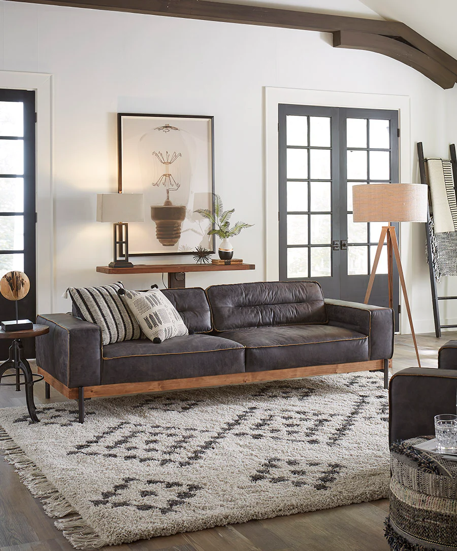 Portofino Modern 95" Sofa in Antique Ebony Leather - Image 6