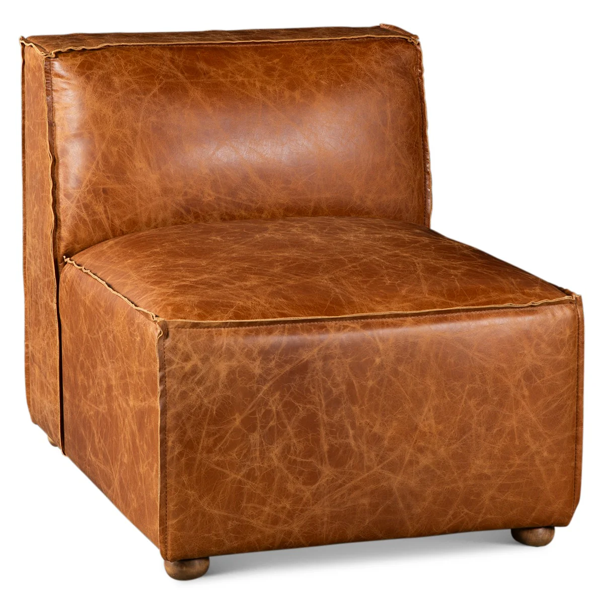 Portofino Loft Three Piece Sectional Sofa in Cocoa Brown Leather - Image 11