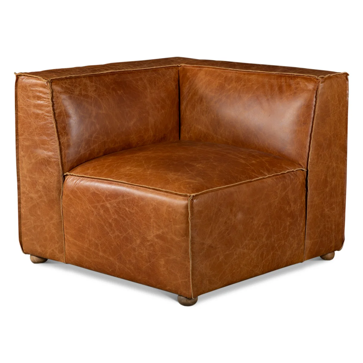 Portofino Loft Three Piece Sectional Sofa in Cocoa Brown Leather - Image 13