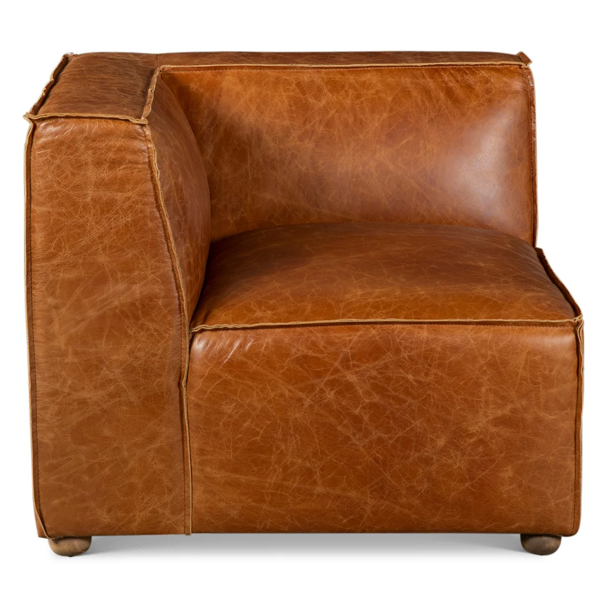 Portofino Loft Three Piece Sectional Sofa in Cocoa Brown Leather - Image 14