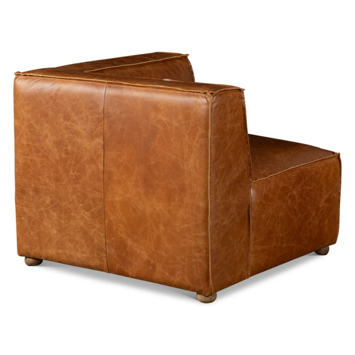 Portofino Loft Three Piece Sectional Sofa in Cocoa Brown Leather - Image 15